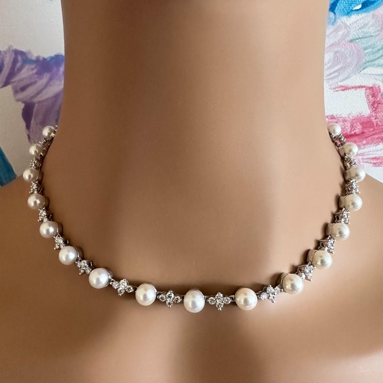 Tiffany & Co. Collier Aria en platine avec perles de culture et diamants Unisexe en vente