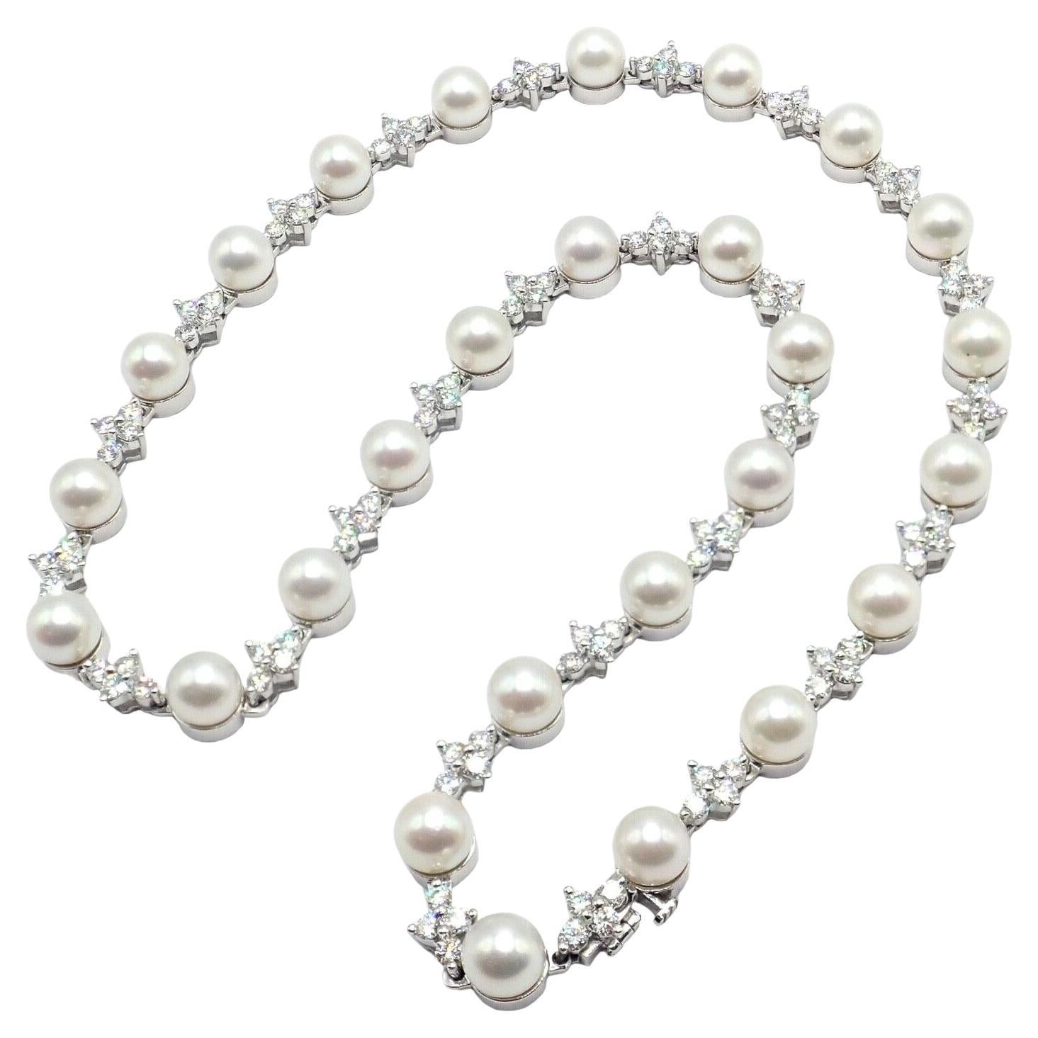 Tiffany & Co. Collier Aria en platine avec perles de culture et diamants