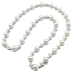 Tiffany & Co Aria Diamond Cultured Pearl Platinum Necklace