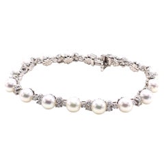 Tiffany & Co Diamond Cultured Pearl Tennis Bracelet