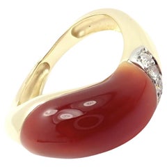 Tiffany & Co Diamond Curved Carnelian Yellow Gold Band Ring