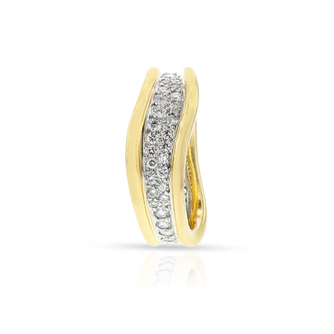 A Tiffany & Co. Diamond Curved Ring made in 18k and Platinum. The diamonds weigh appx. 1.25 carats. Ring Size US 6.75. The total weight is 10.04 grams.