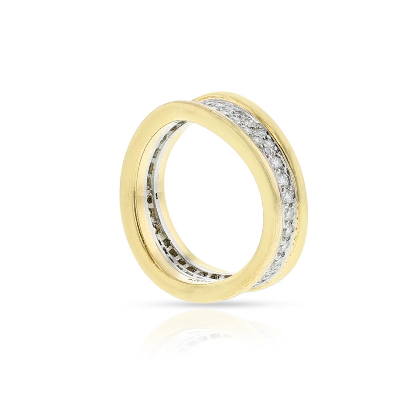 Tiffany & Co. Diamond Curved Ring, 18k, Platinum In Excellent Condition For Sale In New York, NY