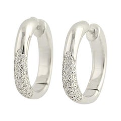 Tiffany & Co. Diamond Cushion Hoop Earrings, 18 Karat Gold Pierced .52 Carat