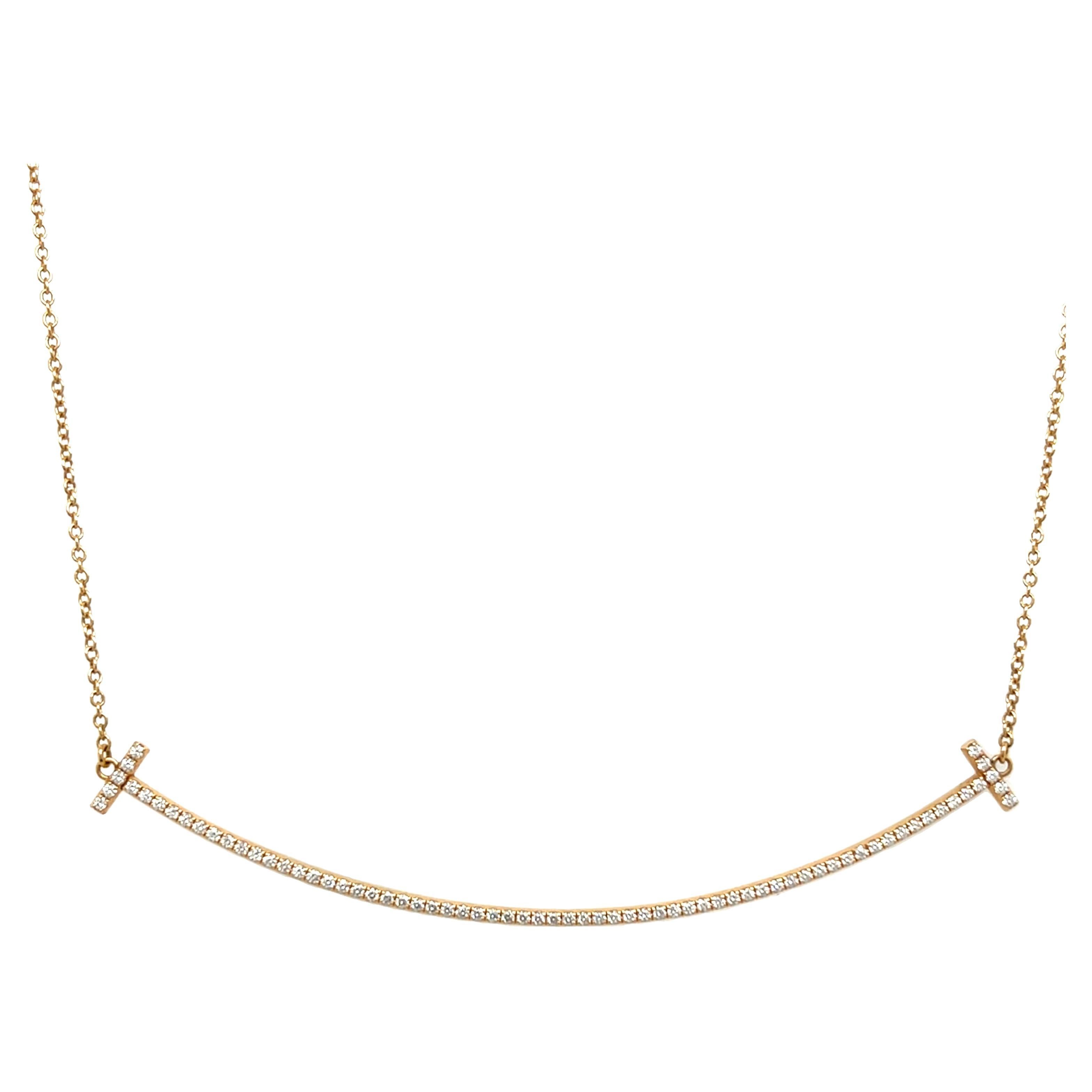 Tiffany & Co Diamond Diamond T smile Necklace set in 18ct Rose Gold