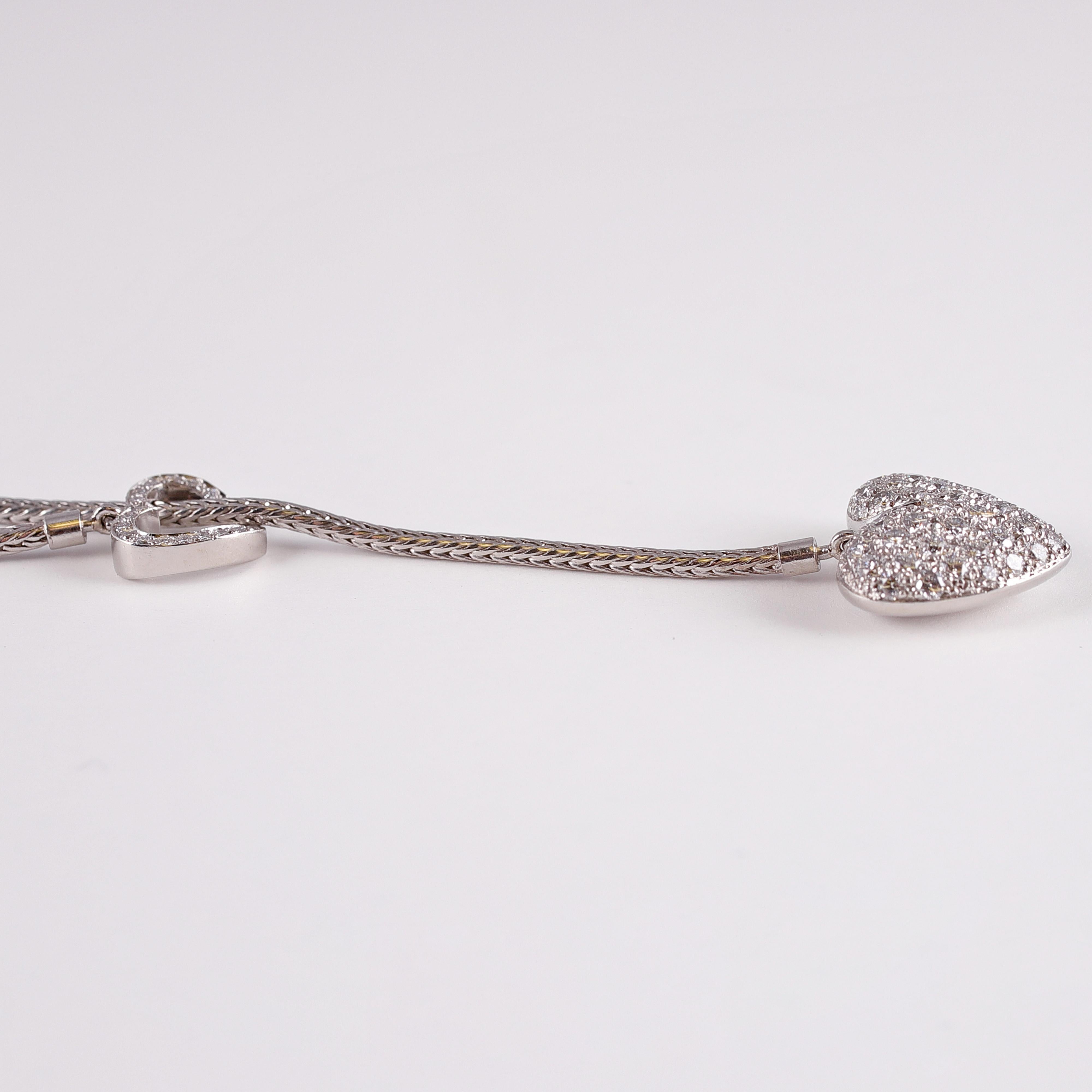 Round Cut Tiffany & Co. Diamond Double Heart Lariat Necklace