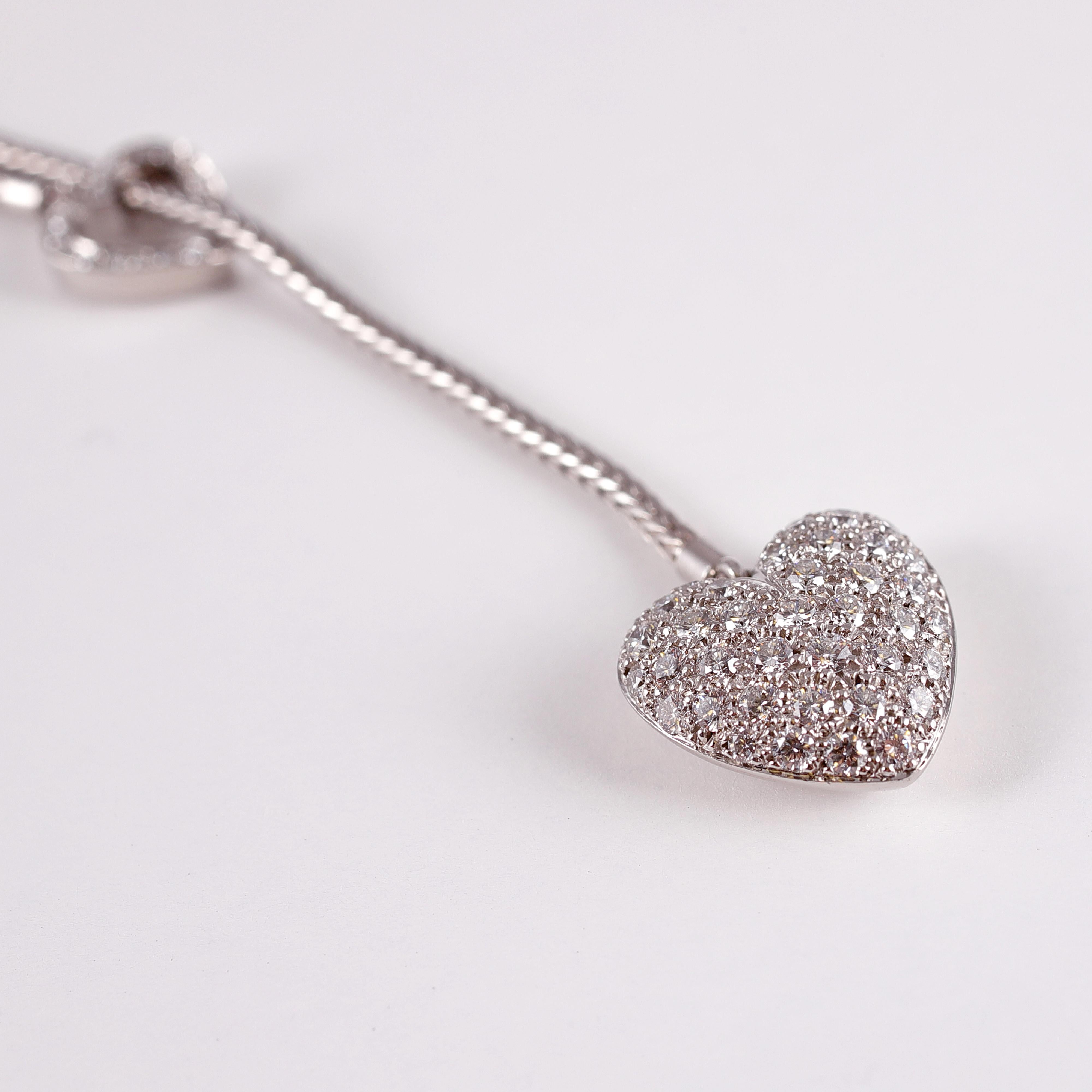Tiffany & Co. Diamond Double Heart Lariat Necklace In Good Condition In Dallas, TX