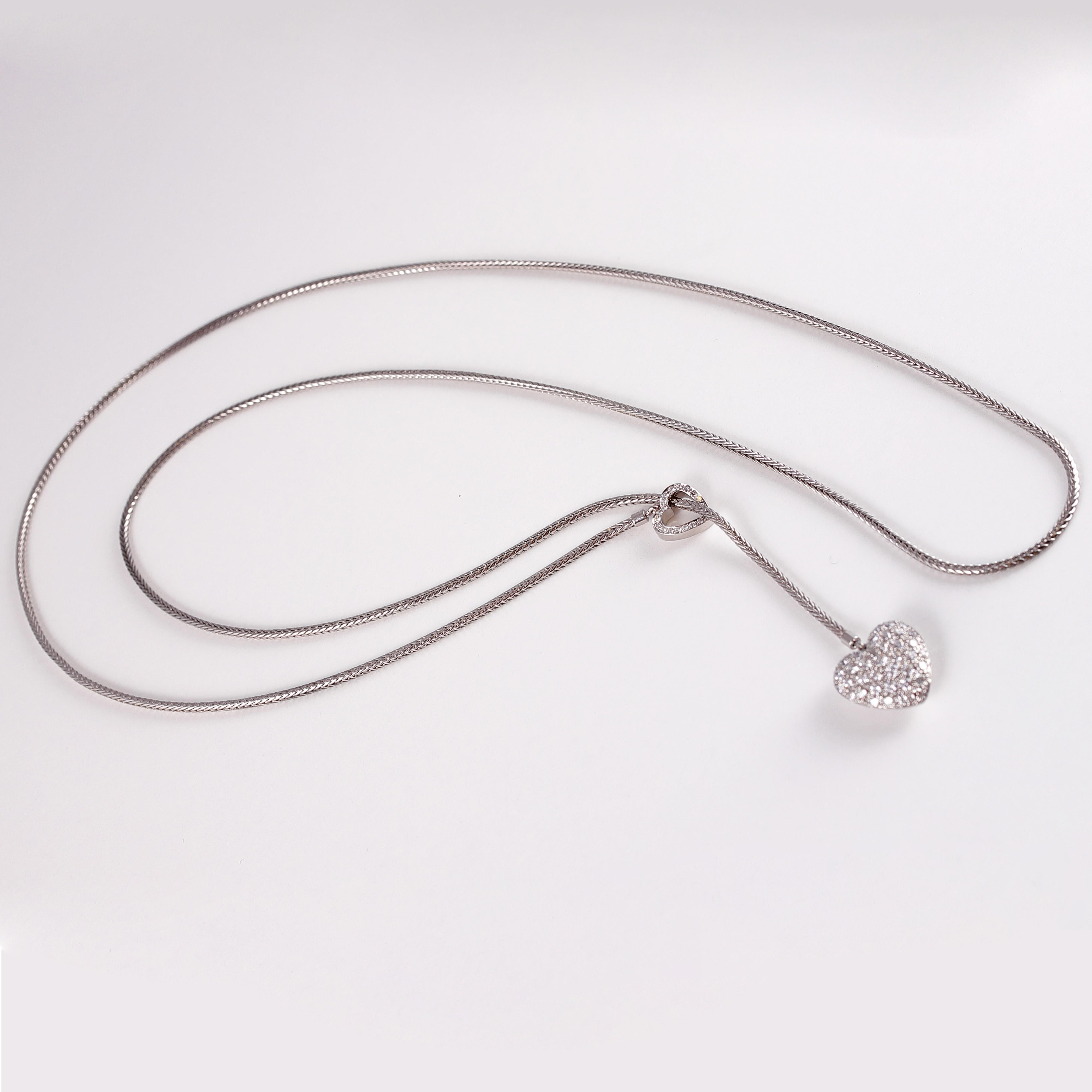 Women's or Men's Tiffany & Co. Diamond Double Heart Lariat Necklace