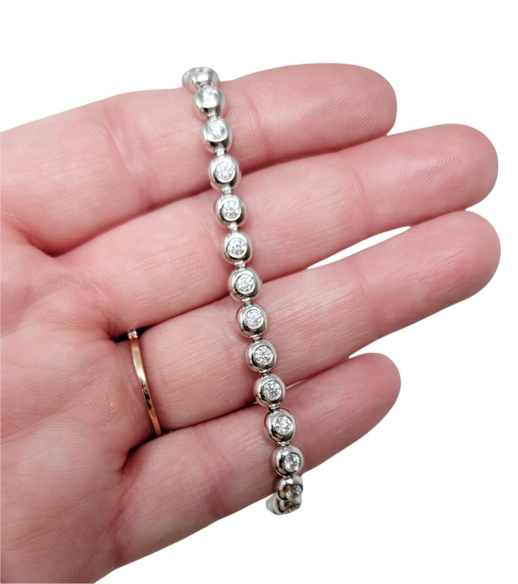 Tiffany & Co. Diamond Doughnut Bezel Set Line Bracelet 3.00 Carats in Platinum For Sale 2