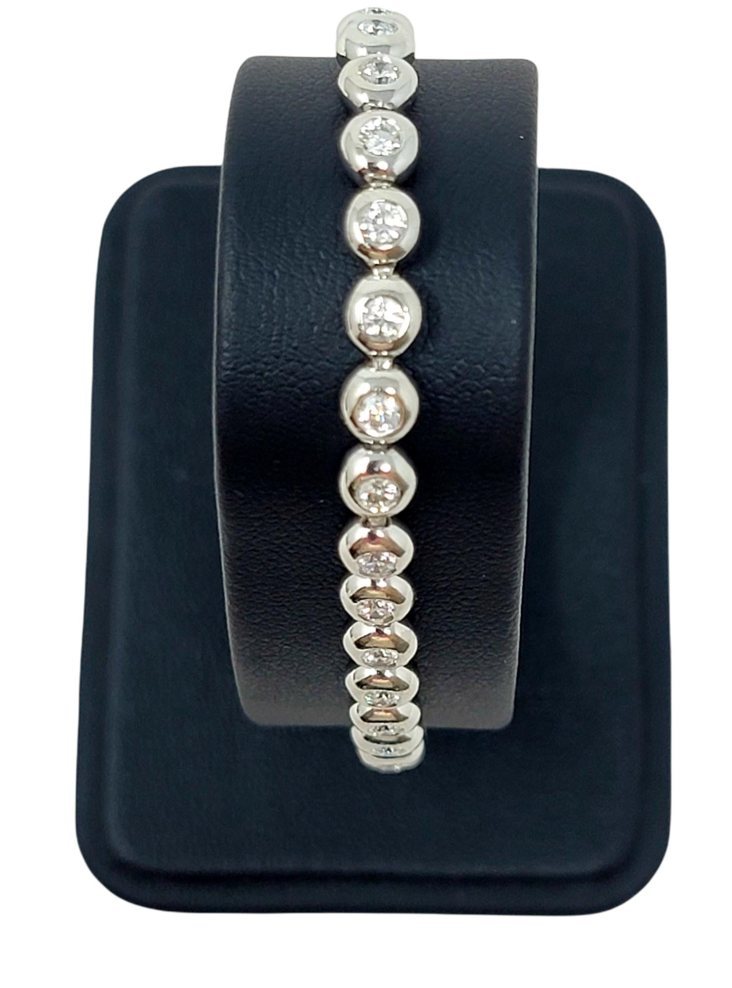 Tiffany & Co. Diamond Doughnut Bezel Set Line Bracelet 3.00 Carats in Platinum For Sale 3