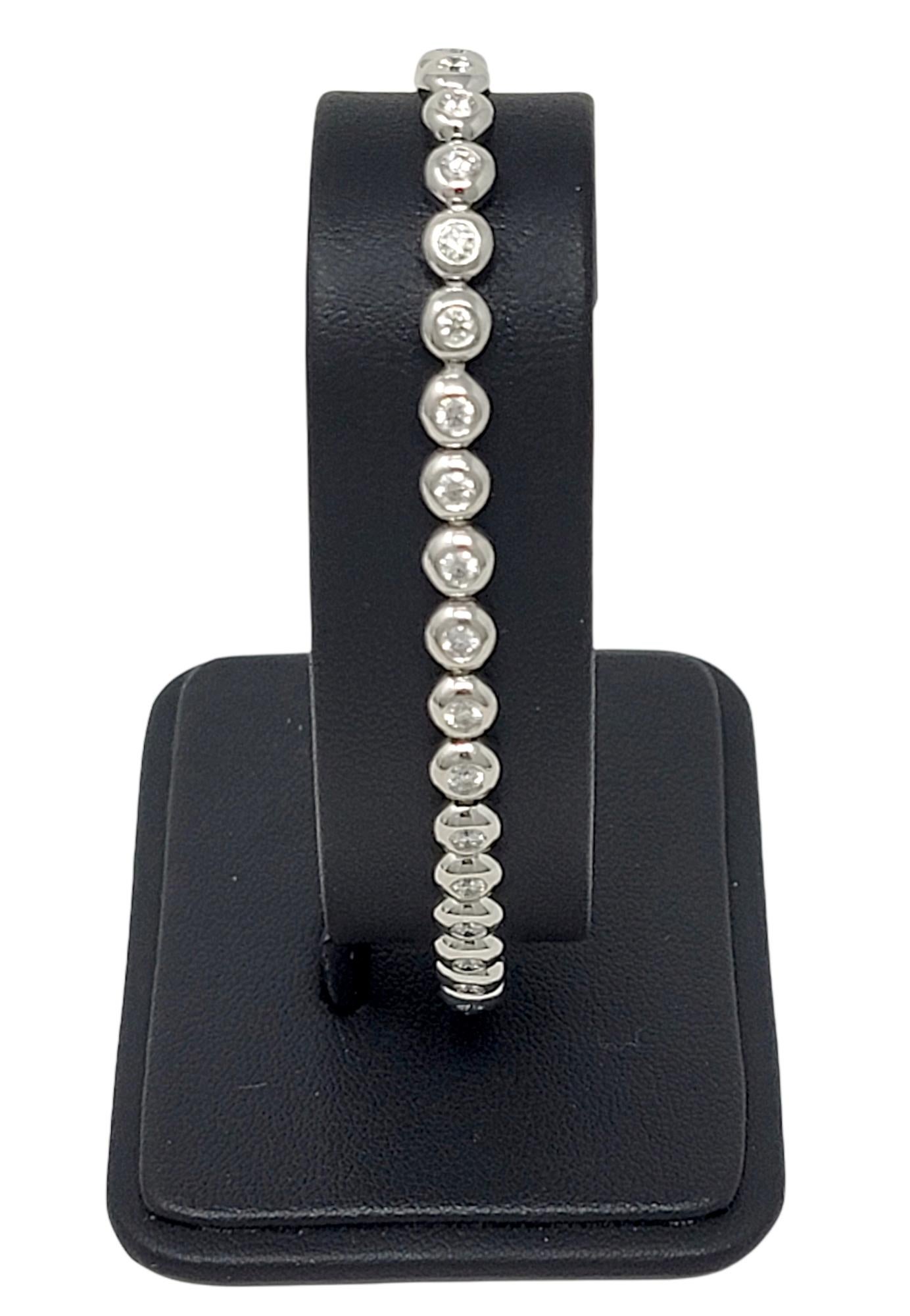 Tiffany & Co. Diamond Doughnut Bezel Set Line Bracelet 3.00 Carats in Platinum For Sale 4