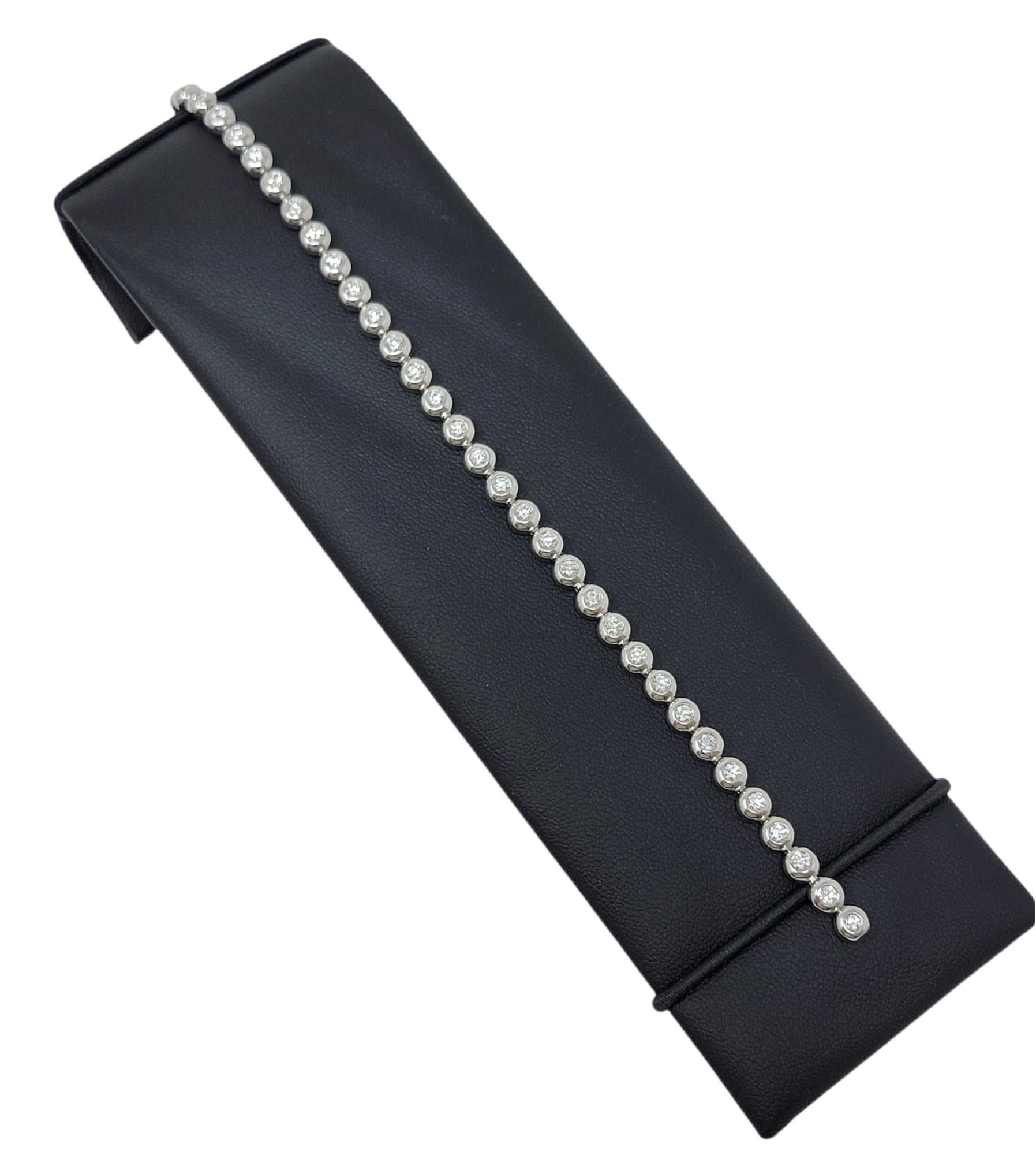 Tiffany & Co. Diamond Doughnut Bezel Set Line Bracelet 3.00 Carats in Platinum For Sale 5
