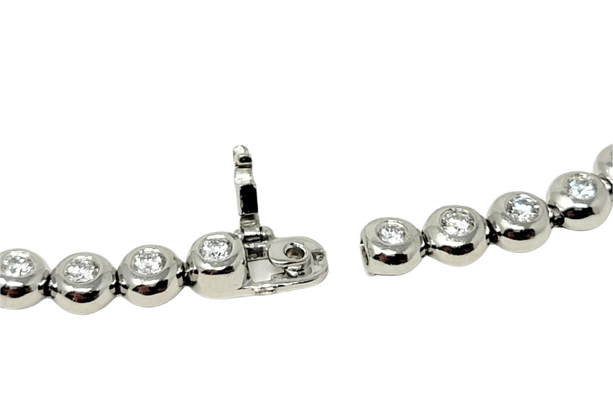 Modern Tiffany & Co. Diamond Doughnut Bezel Set Line Bracelet 3.00 Carats in Platinum For Sale