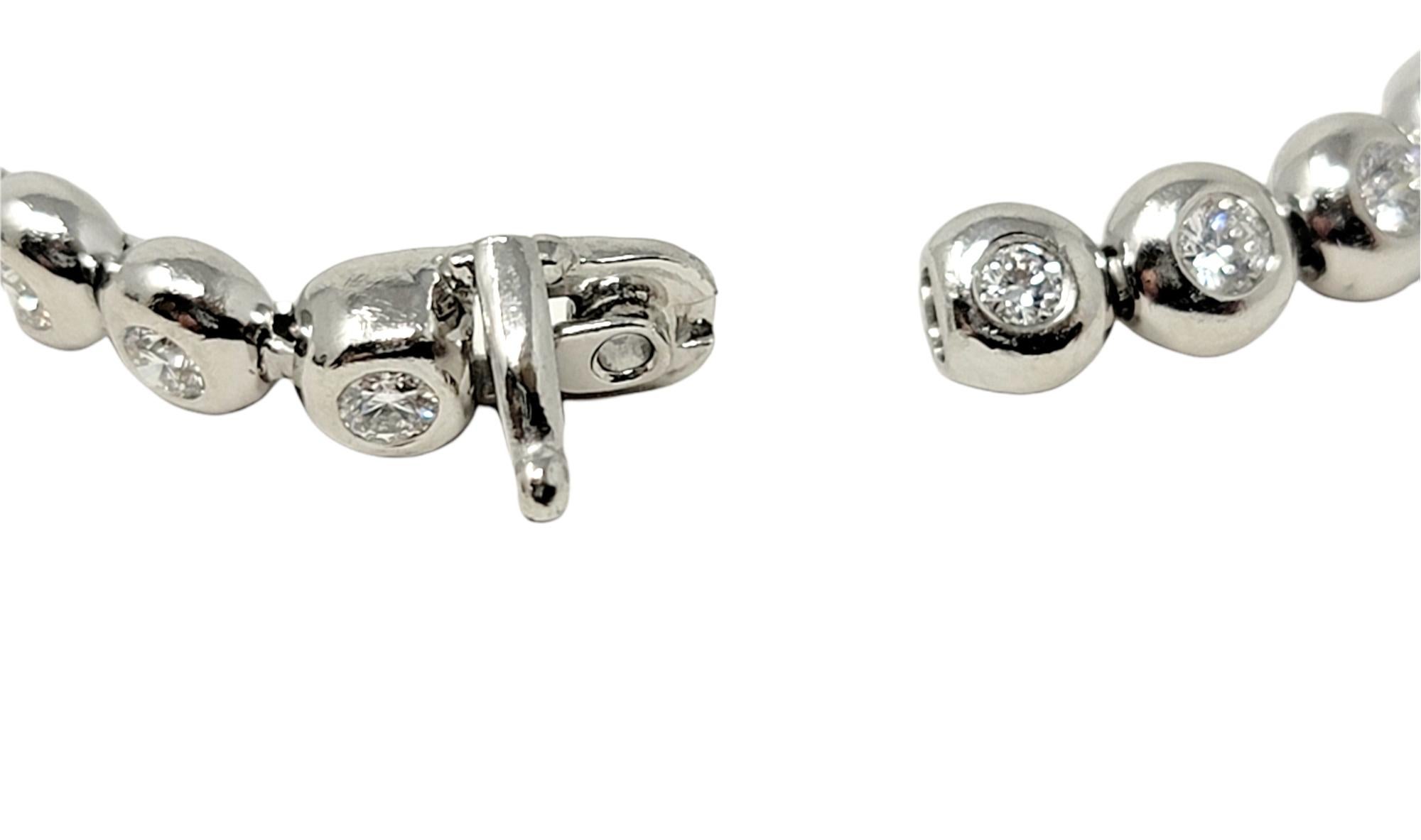 Round Cut Tiffany & Co. Diamond Doughnut Bezel Set Line Bracelet 3.00 Carats in Platinum For Sale