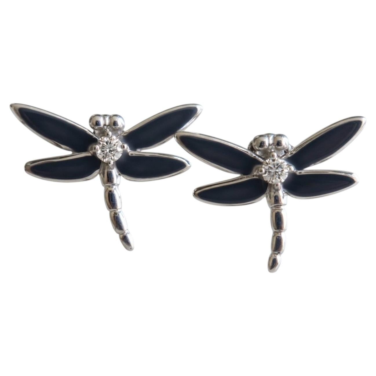 Tiffany & Co. Diamond Dragonfly Stud Earrings in 18k White Gold