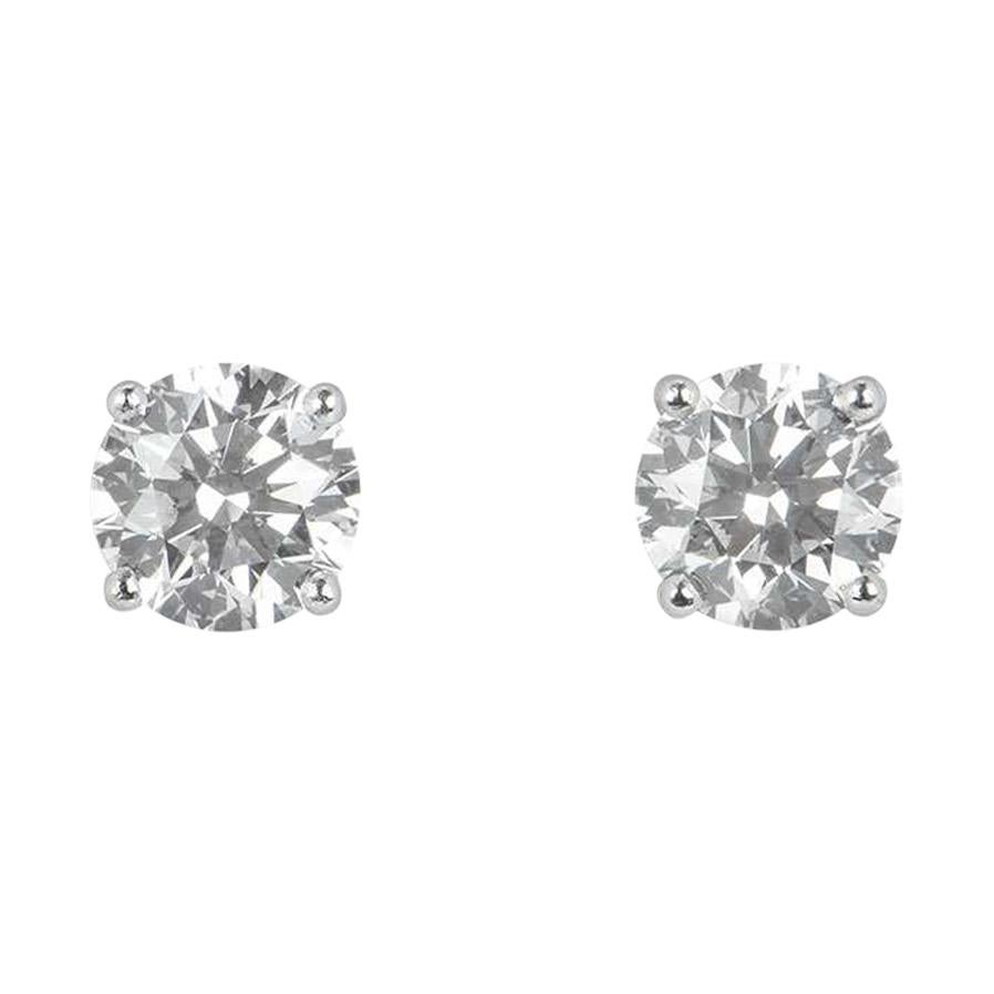 Tiffany & Co. Diamond Ear Studs 2.43 Total Carats GIA Certified