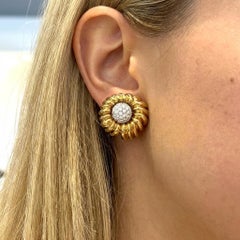 Tiffany & Co. Diamond Earclips 18K Yellow Gold and Platinum