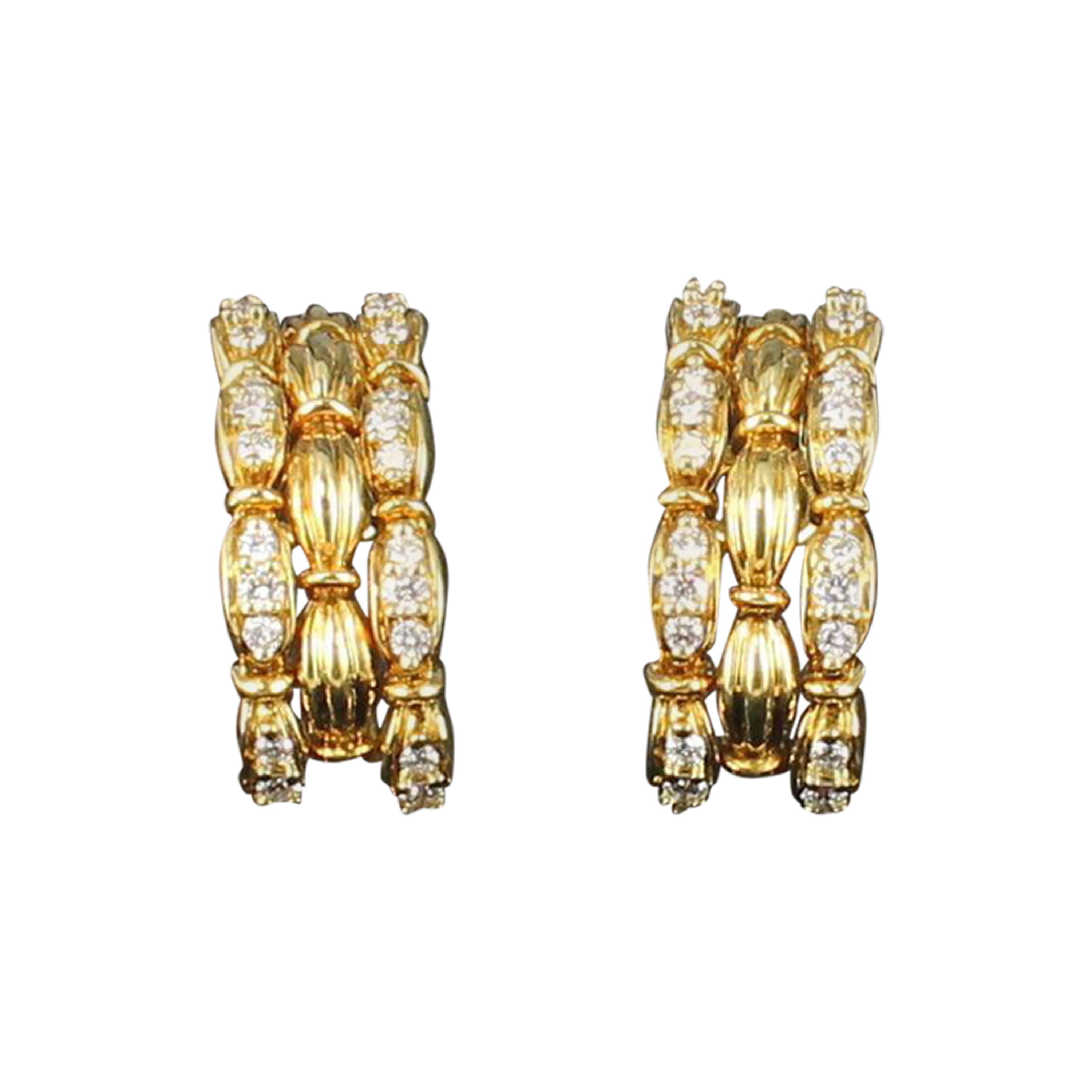 Tiffany & Co. Diamond Earrings Set in 18 Karat Yellow Gold in Original Box For Sale