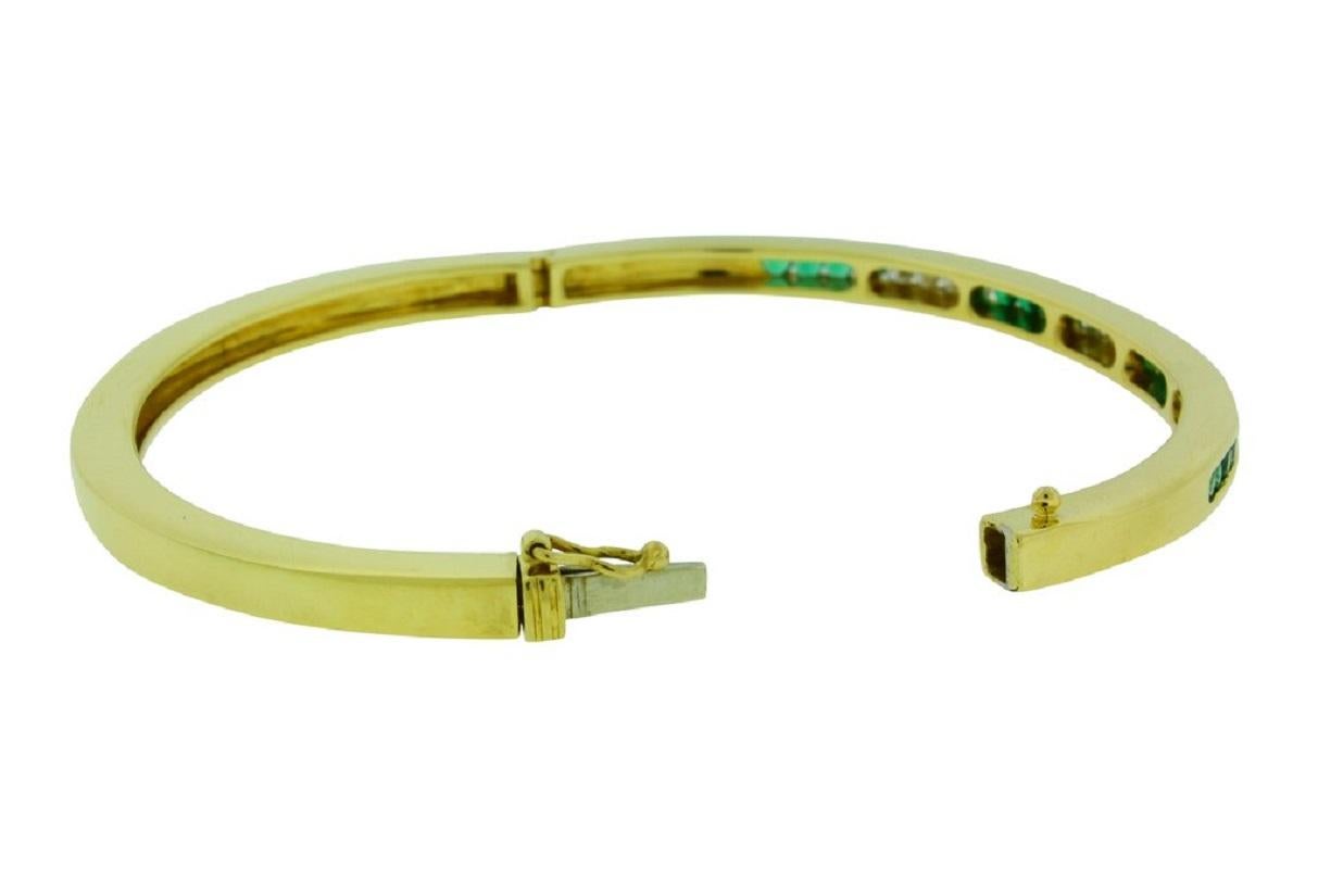 Tiffany and Co. Diamond and Emerald Bangle Bracelet in 18 Karat Gold ...