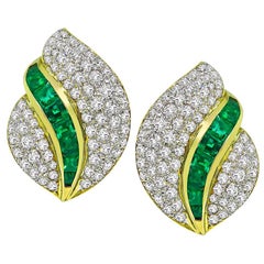 Tiffany & Co. Diamond Emerald Gold Earrings