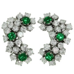Tiffany & Co. Diamond Emerald Platinum Clip-On Earrings