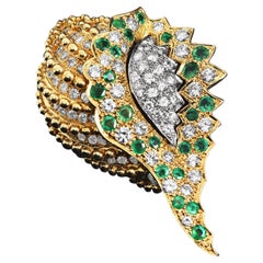 Tiffany & Co. Diamante di smeraldo  Conchiglia di mare oro  Spilla