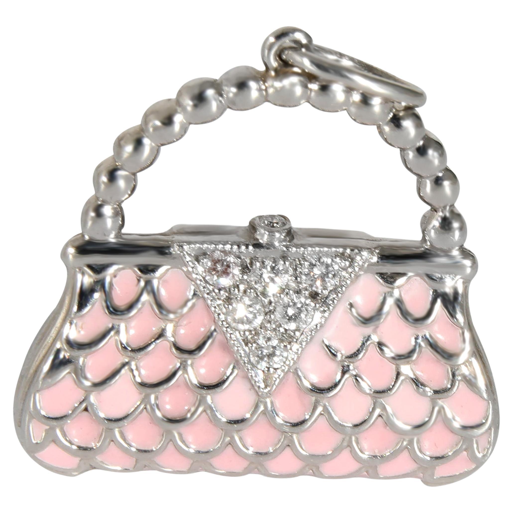 Tiffany & Co. Diamond & Enamel Handbag Charm in Platinum 0.04 CTW For Sale