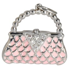Tiffany & Co. Breloque de sac à main en platine avec diamants et émail 0,04 ct. pt.