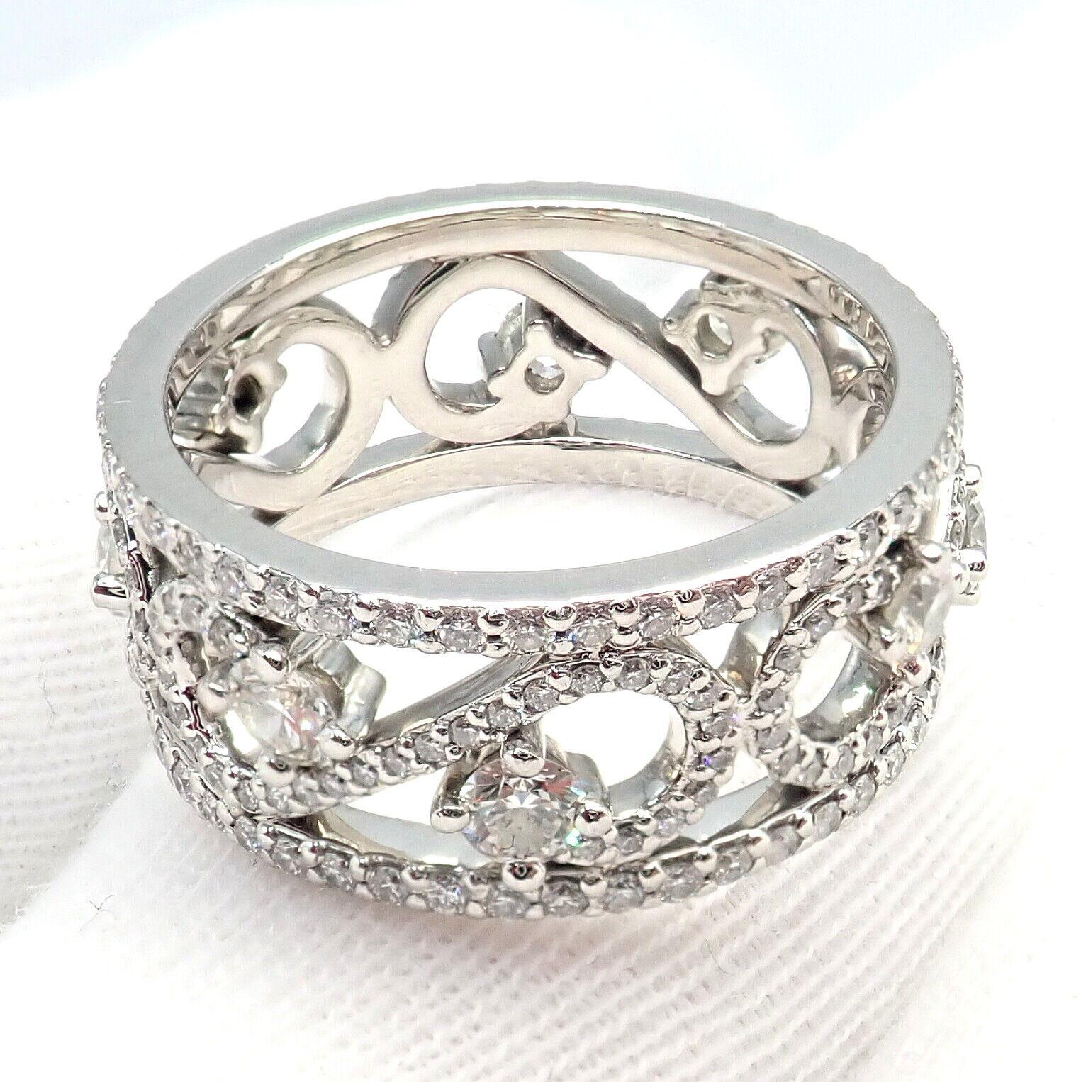 Tiffany & Co Diamond Enchant Scroll Wide Platinum Band Ring For Sale 3