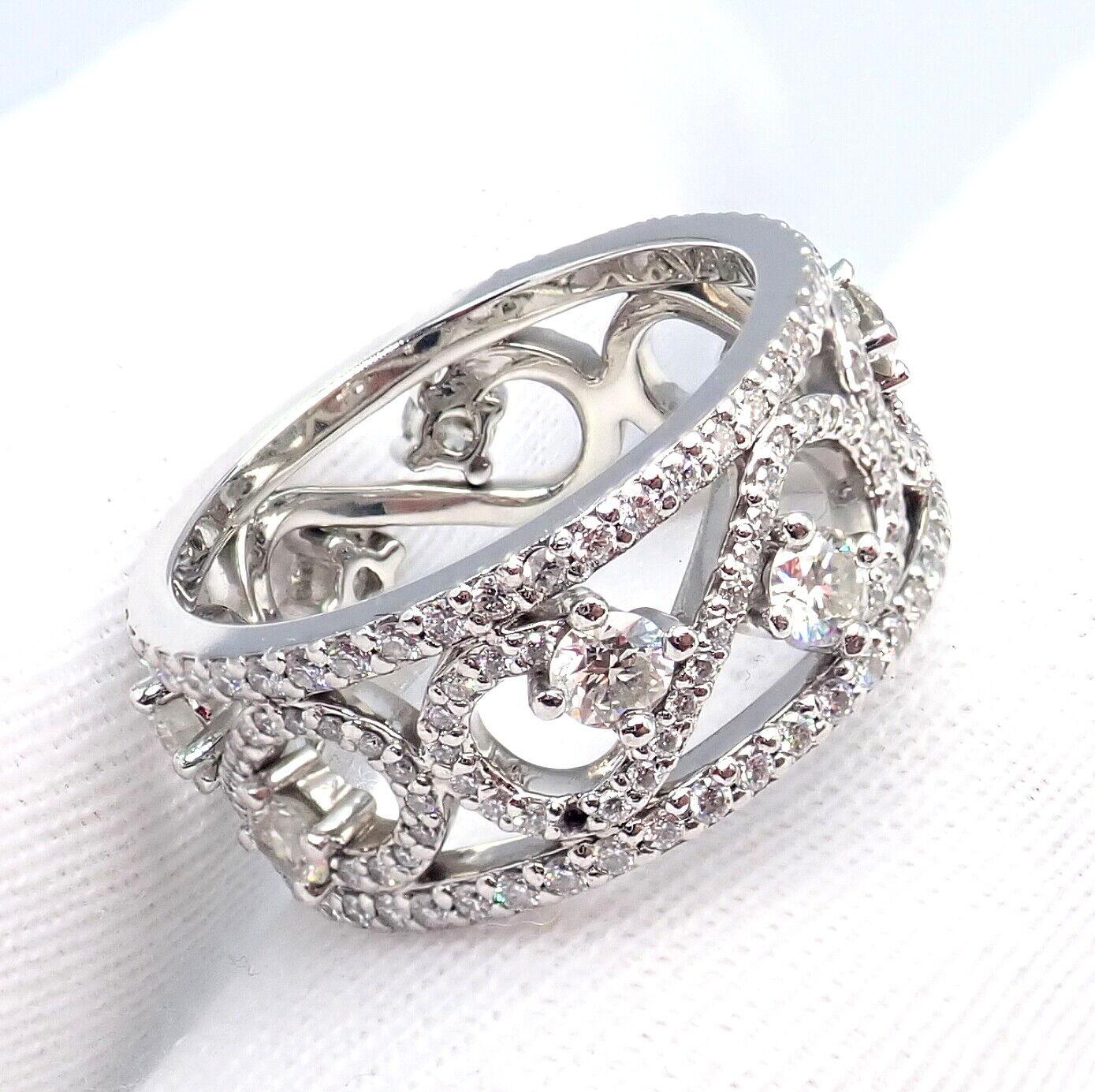 Tiffany & Co Diamond Enchant Scroll Wide Platinum Band Ring For Sale 4
