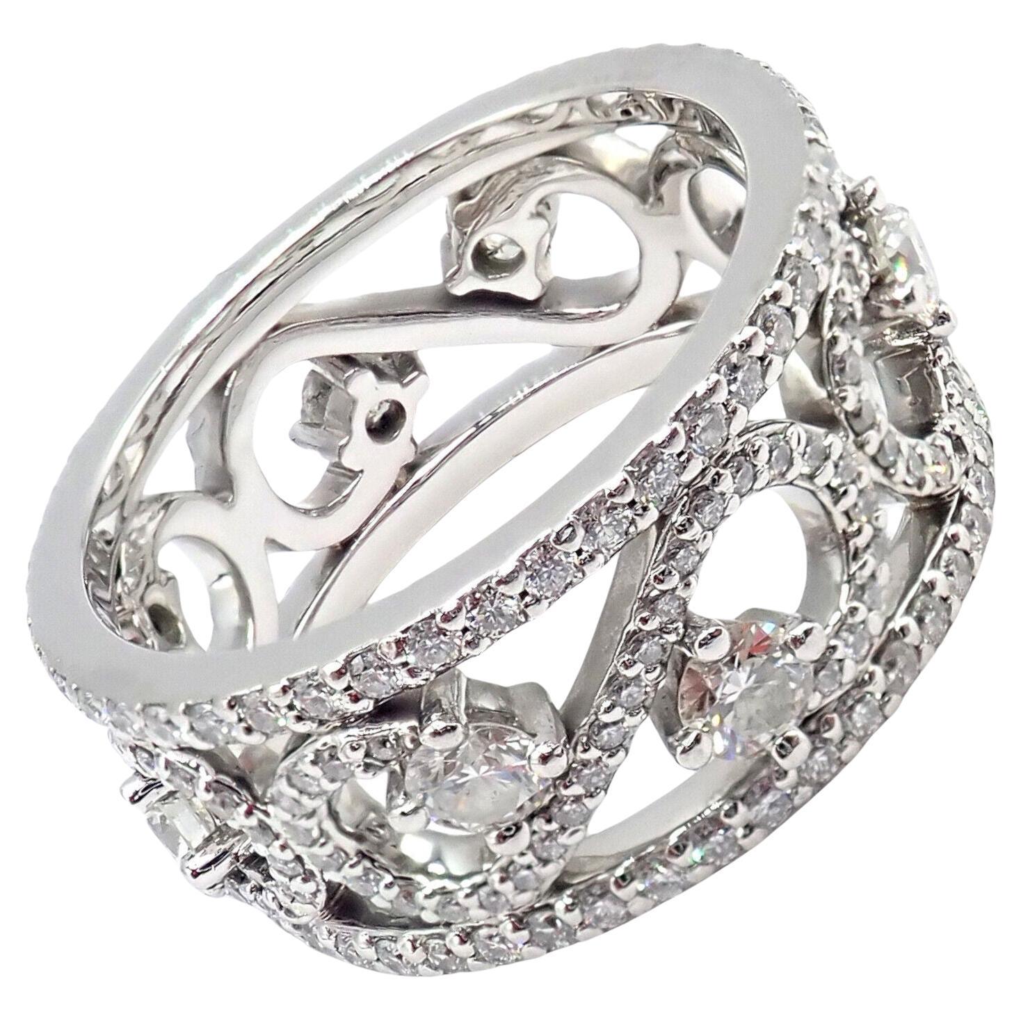 Tiffany & Co Diamond Enchant Scroll Wide Platinum Band Ring For Sale