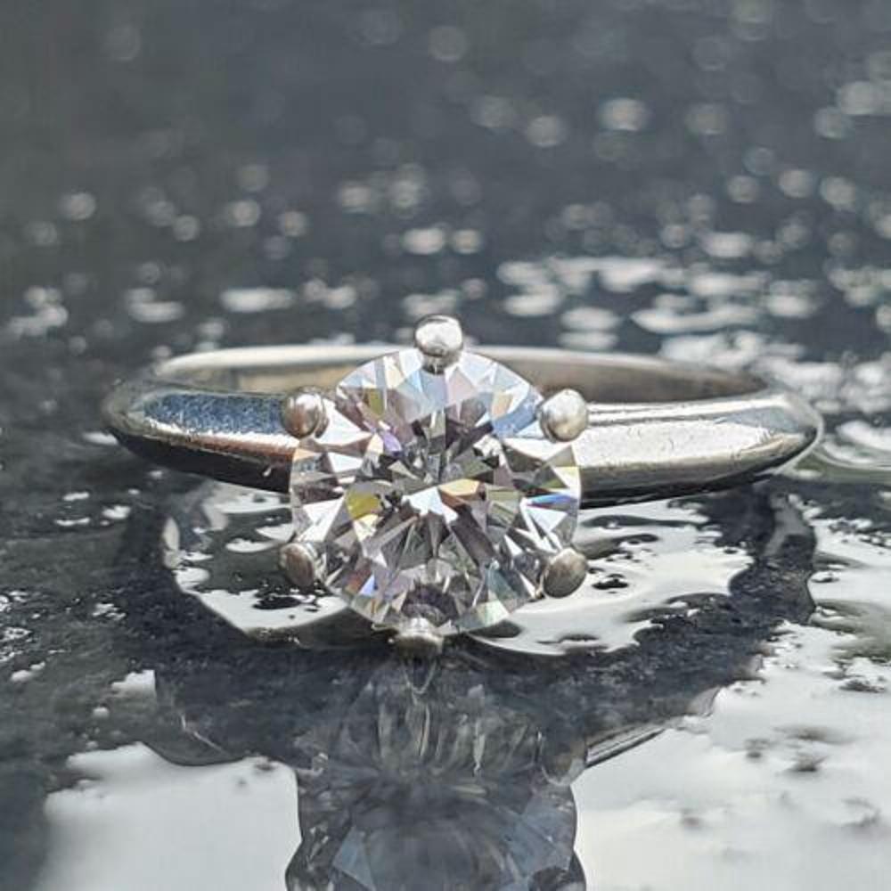 tiffany & Co. diamond engagement ring 1.08ct Round F VS1 Platinum Cert Box 5.5 6