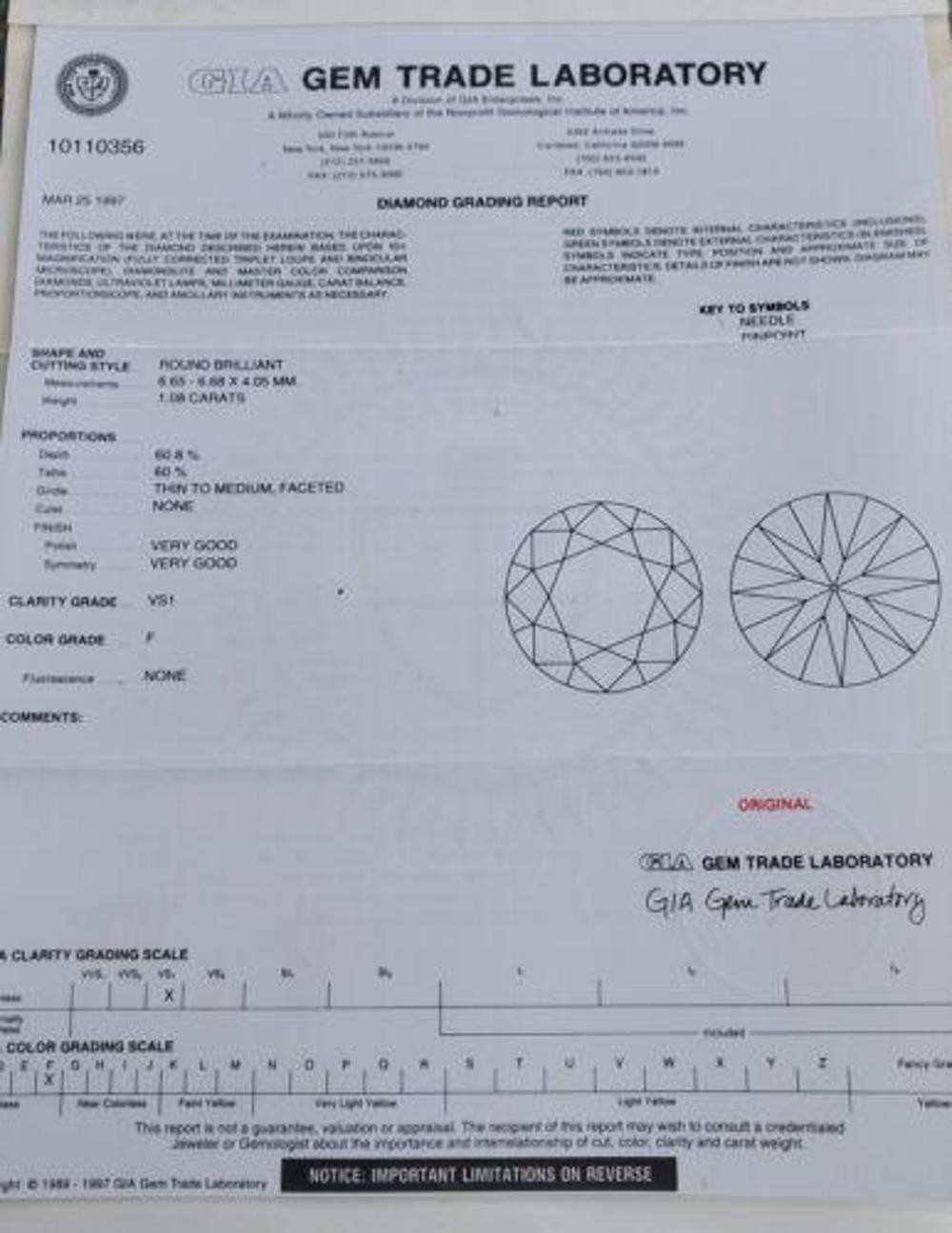 tiffany & Co. diamond engagement ring 1.08ct Round F VS1 Platinum Cert Box 5.5 In Good Condition In Northbrook, IL