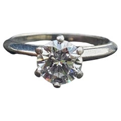 tiffany & Co. diamond engagement ring 1.08ct Round F VS1 Platinum Cert Box 5.5