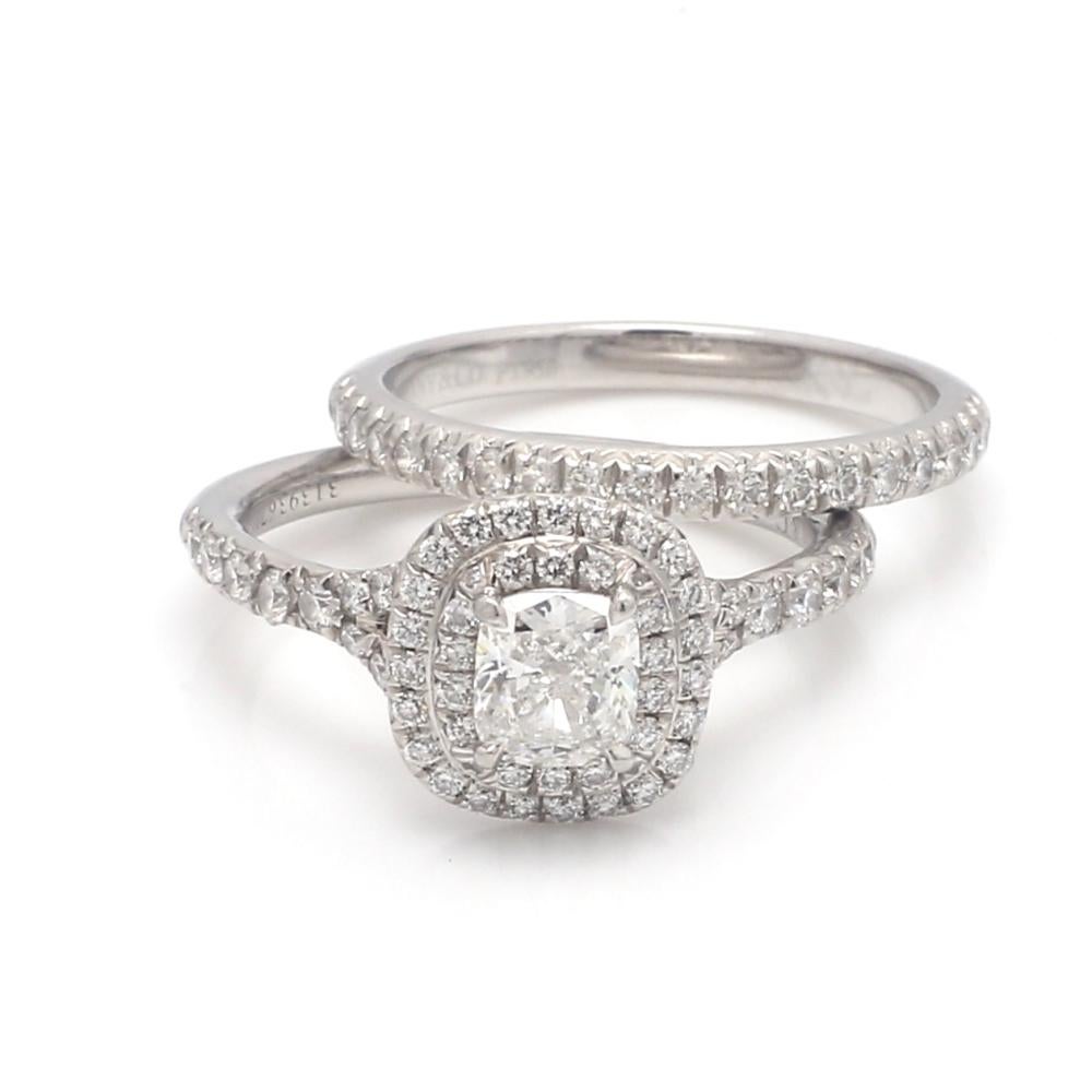 Women's or Men's Tiffany & Co., Diamond Engagement Ring and Matching Wedding Band For Sale