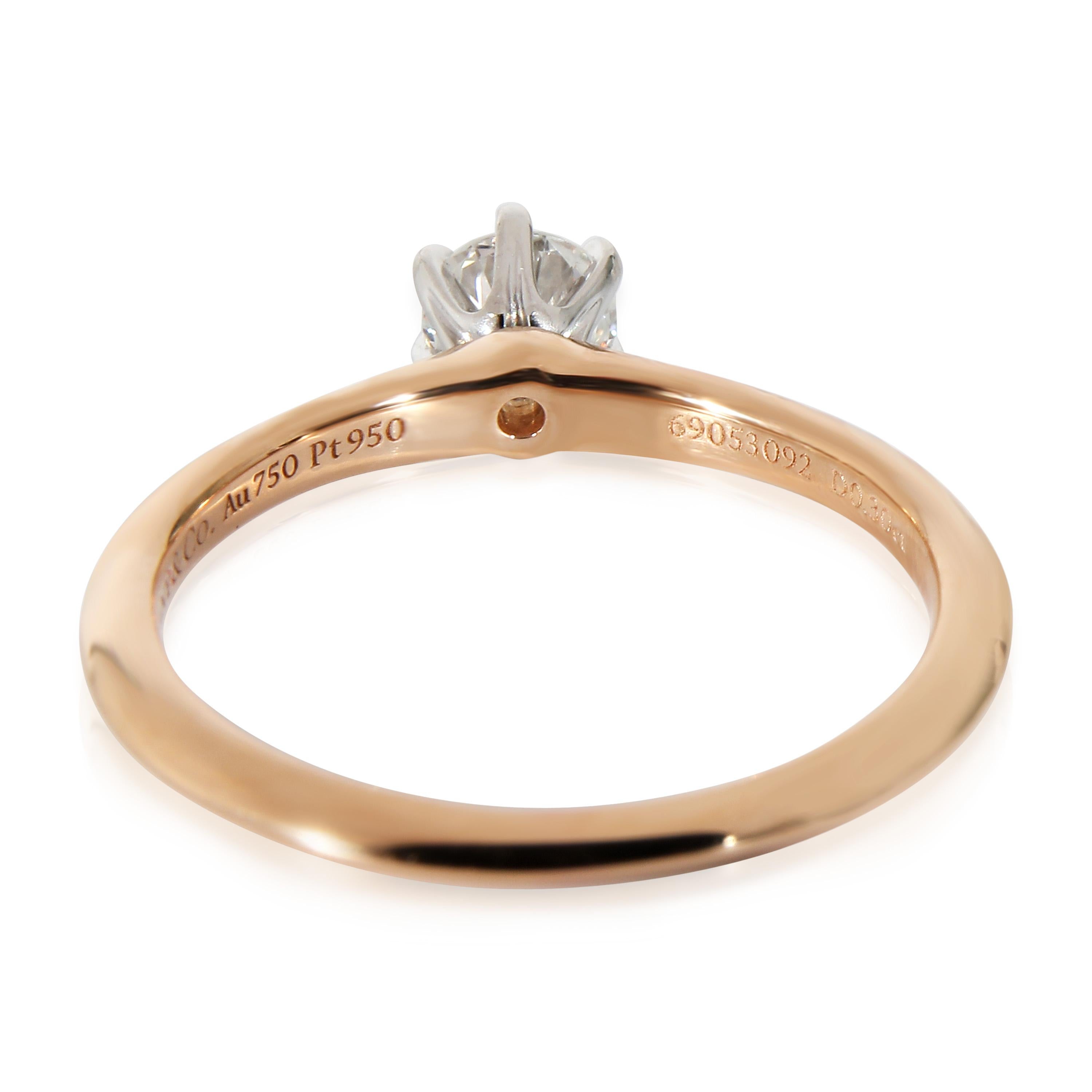 Tiffany & Co. Bague de fiançailles en or rose/platine 18k F IF 0.3 CTW Excellent état - En vente à New York, NY