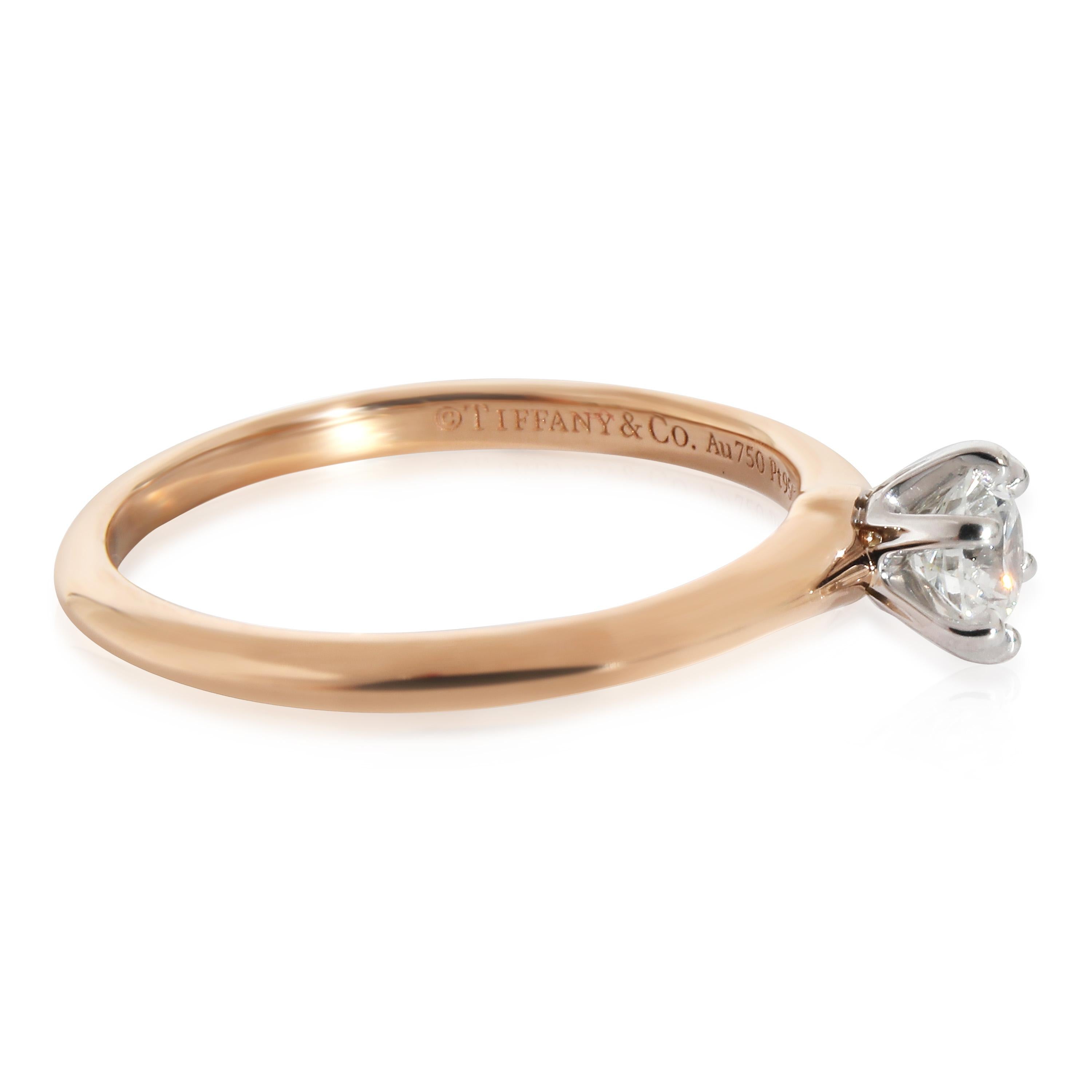 Tiffany & Co. Diamond Engagement Ring in 18k Pink Gold/Platinum F IF 0.3 CTW In Excellent Condition For Sale In New York, NY