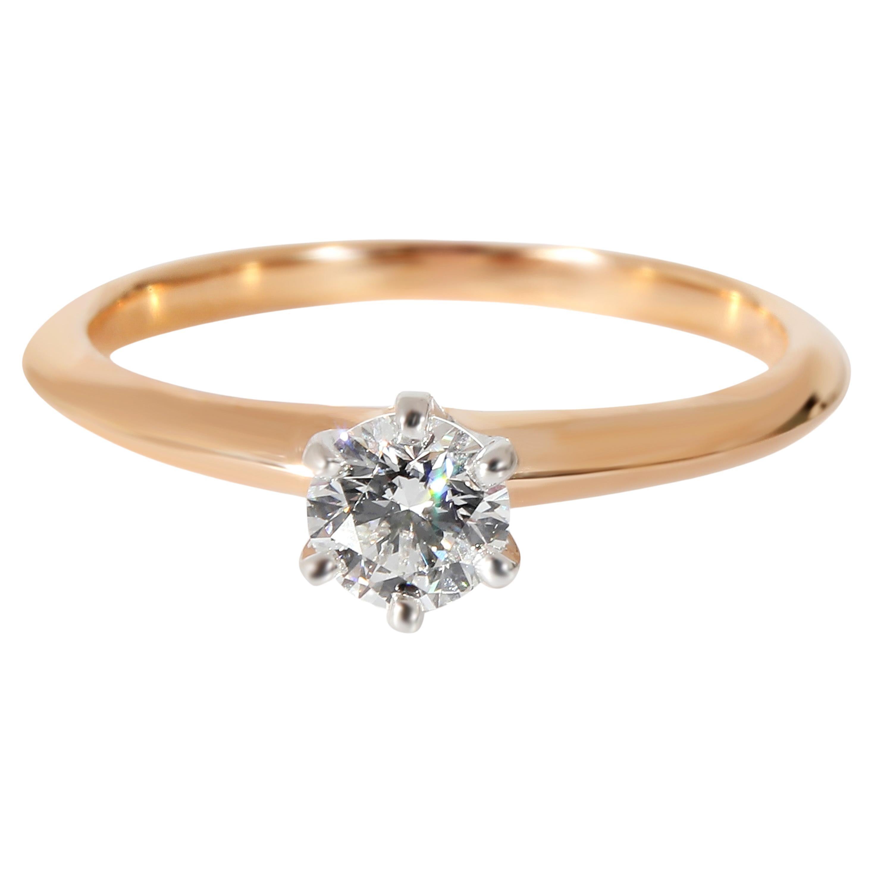 Tiffany & Co. Diamond Engagement Ring in 18k Pink Gold/Platinum F IF 0.3 CTW For Sale