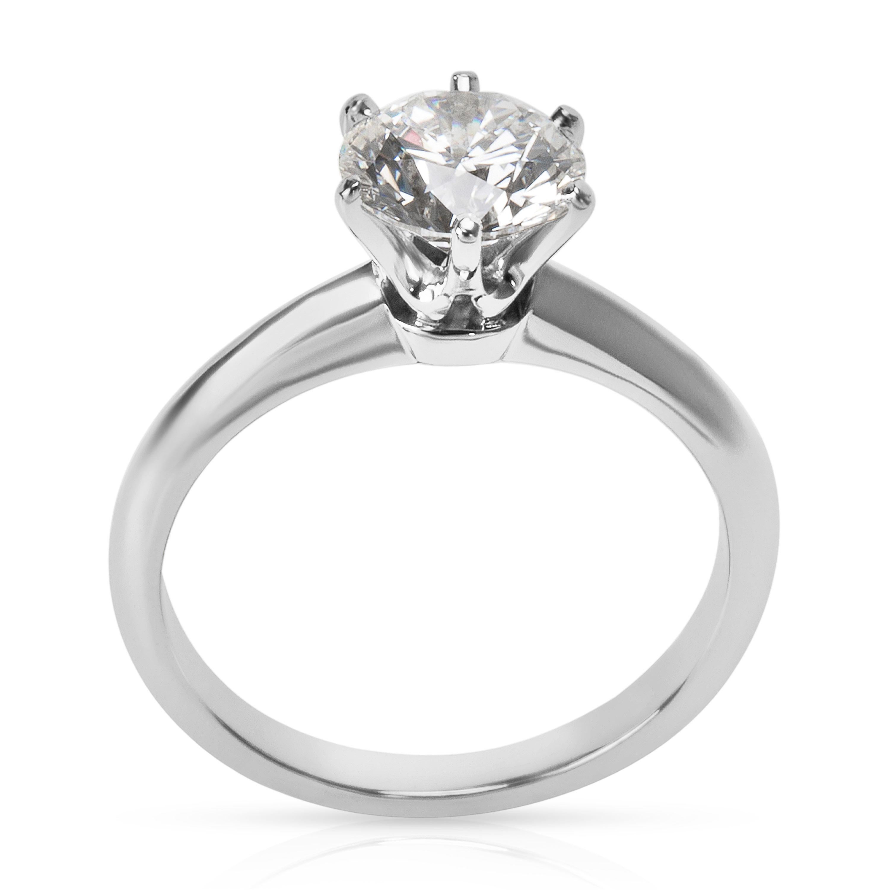 Round Cut Tiffany & Co. Diamond Engagement Ring in Platinum 1.25 Carat G VVS2