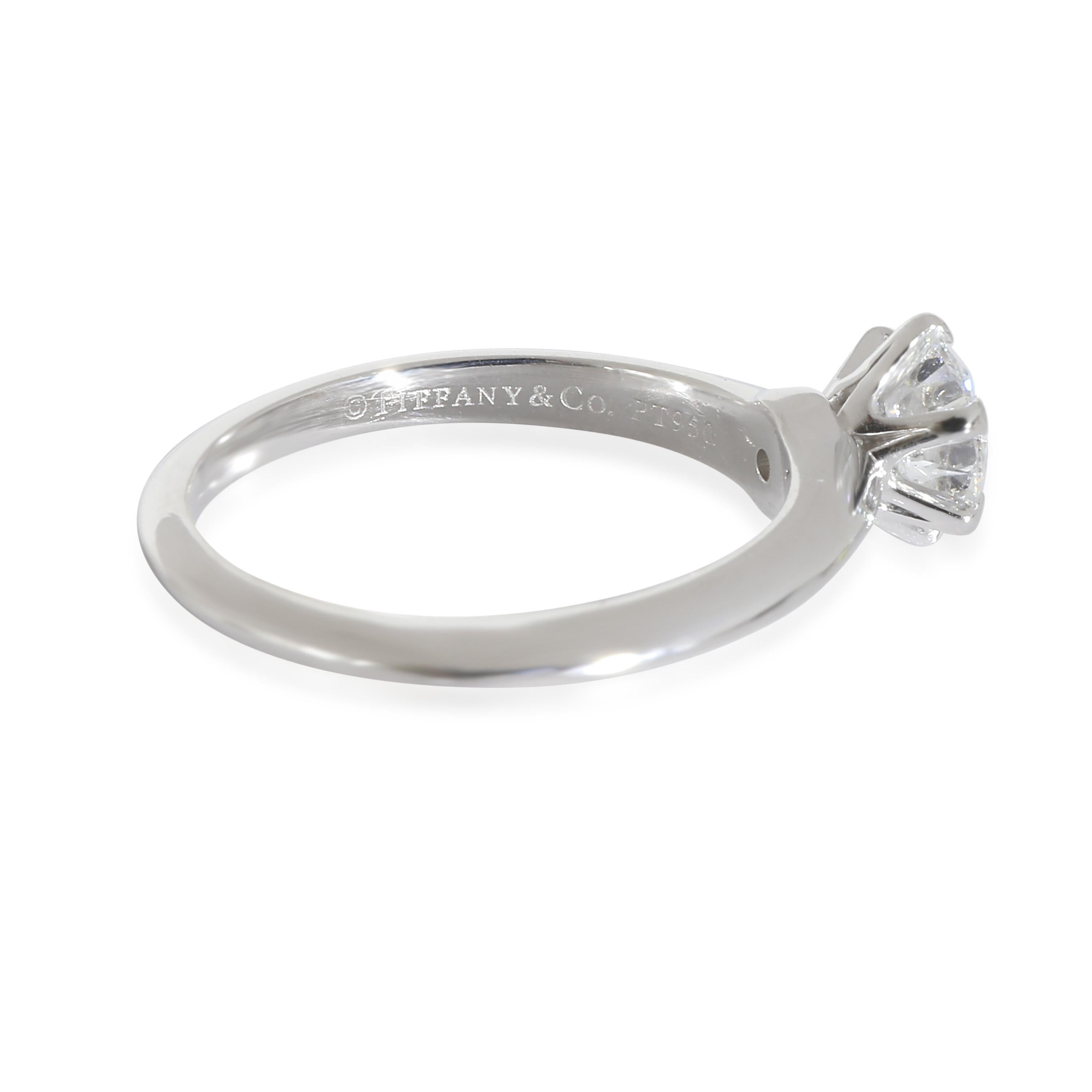 Women's Tiffany & Co. Diamond Engagement Ring in Platinum D IF 1.05 CTW For Sale