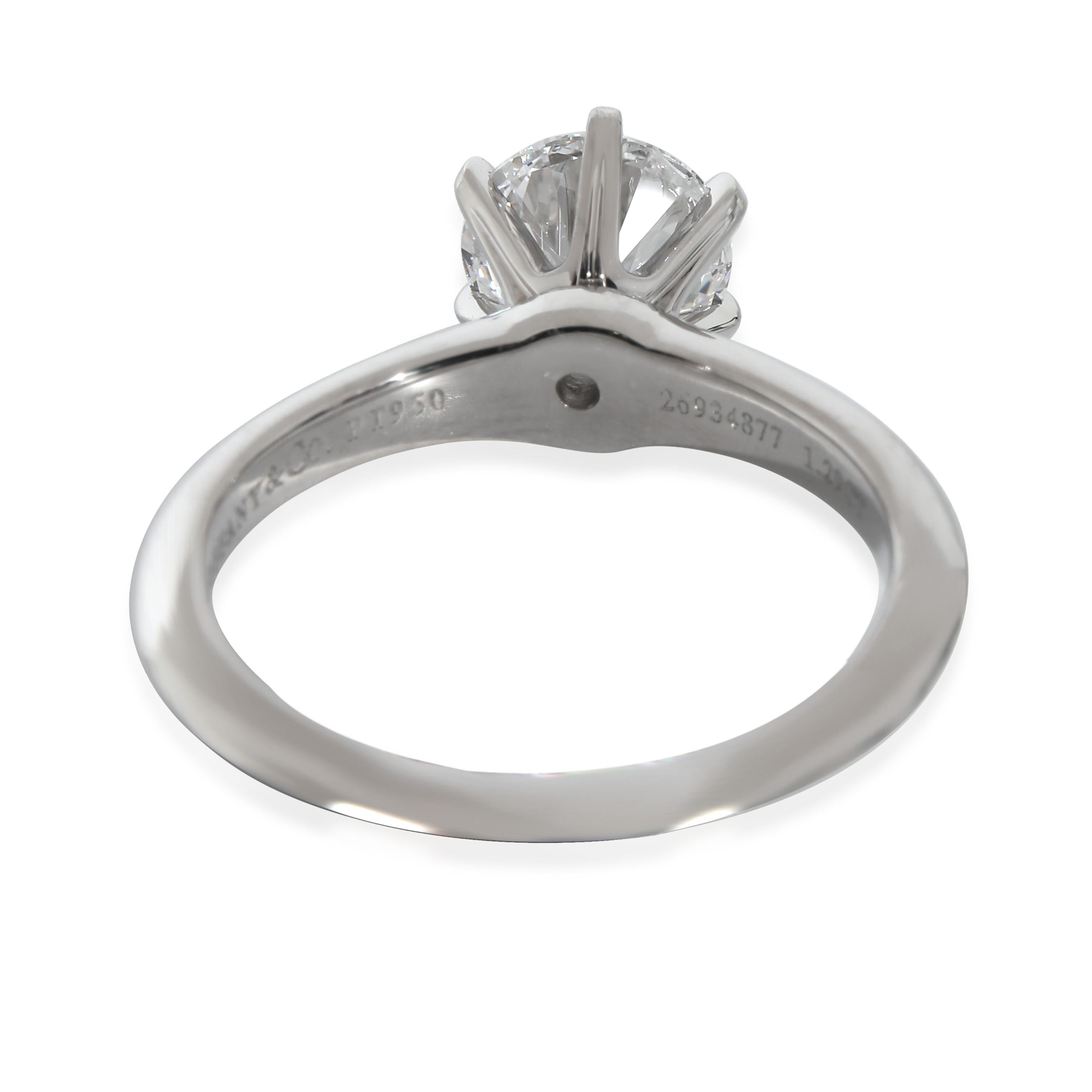 Women's Tiffany & Co. Diamond Engagement Ring in  Platinum E VS2 1.29 CTW For Sale
