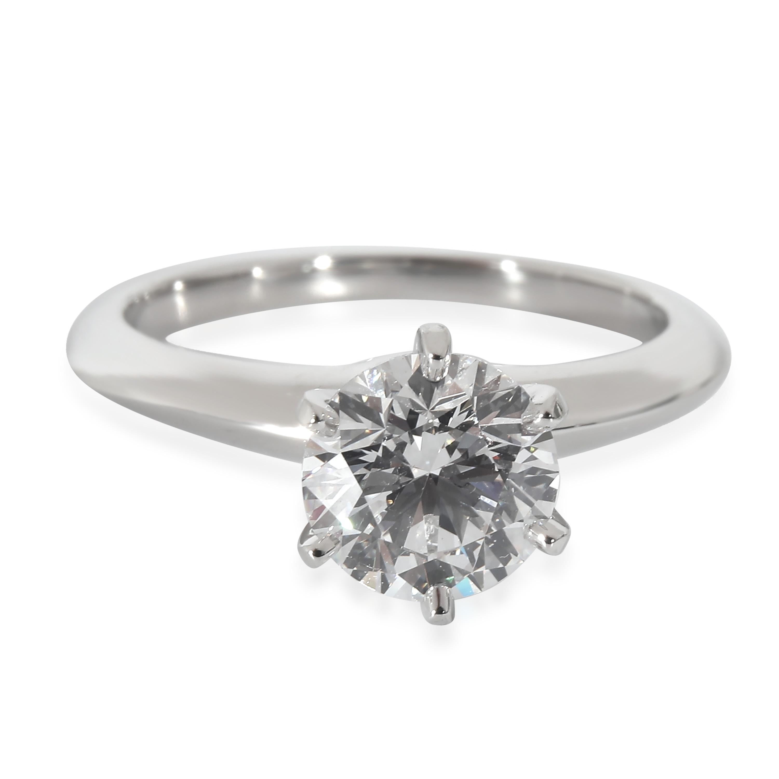 Tiffany & Co. Diamond Engagement Ring in  Platinum E VS2 1.29 CTW For Sale 1