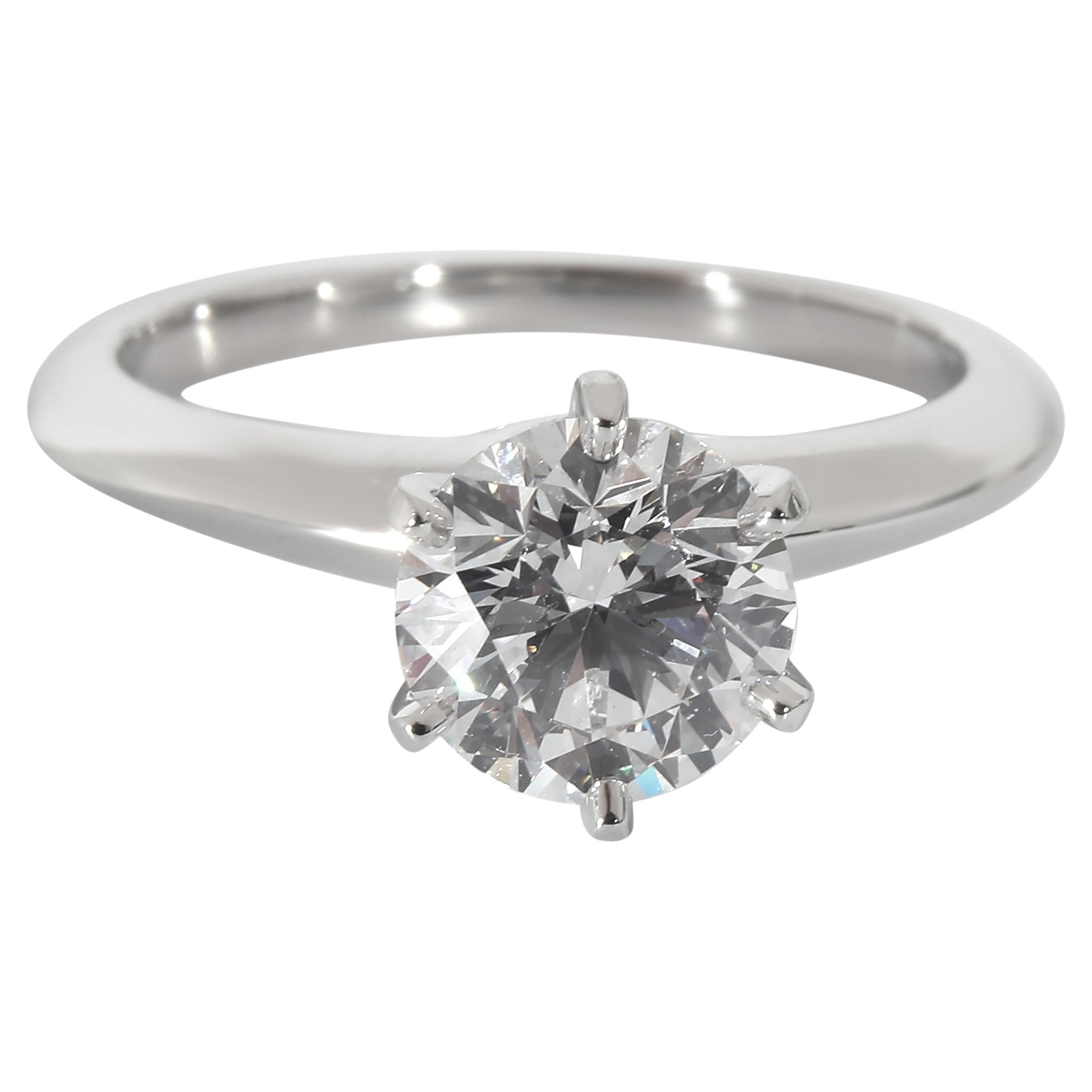 Tiffany & Co. Diamond Engagement Ring in  Platinum E VS2 1.29 CTW For Sale