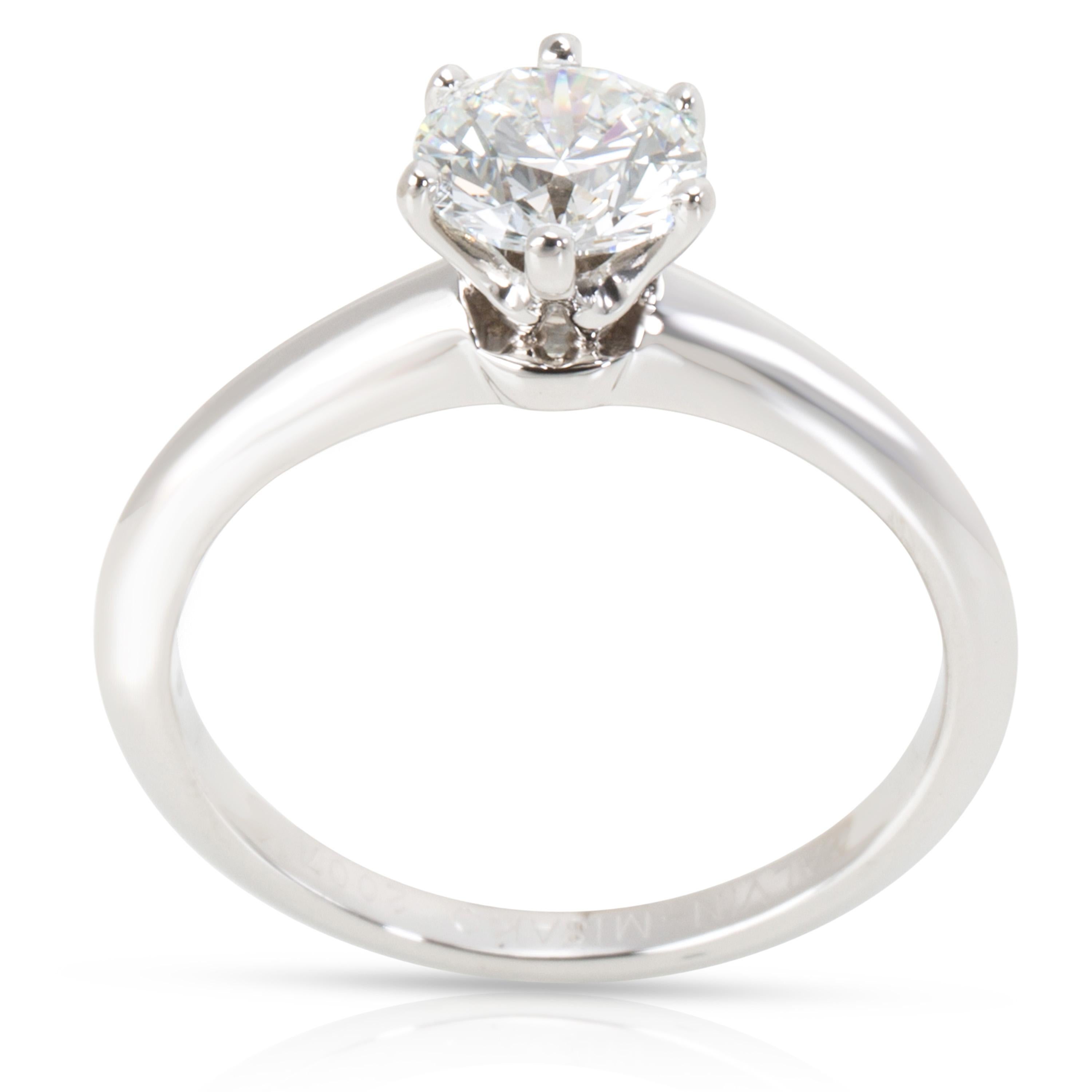Round Cut Tiffany & Co. Diamond Engagement Ring in Platinum E VVS1 0.78 Carat