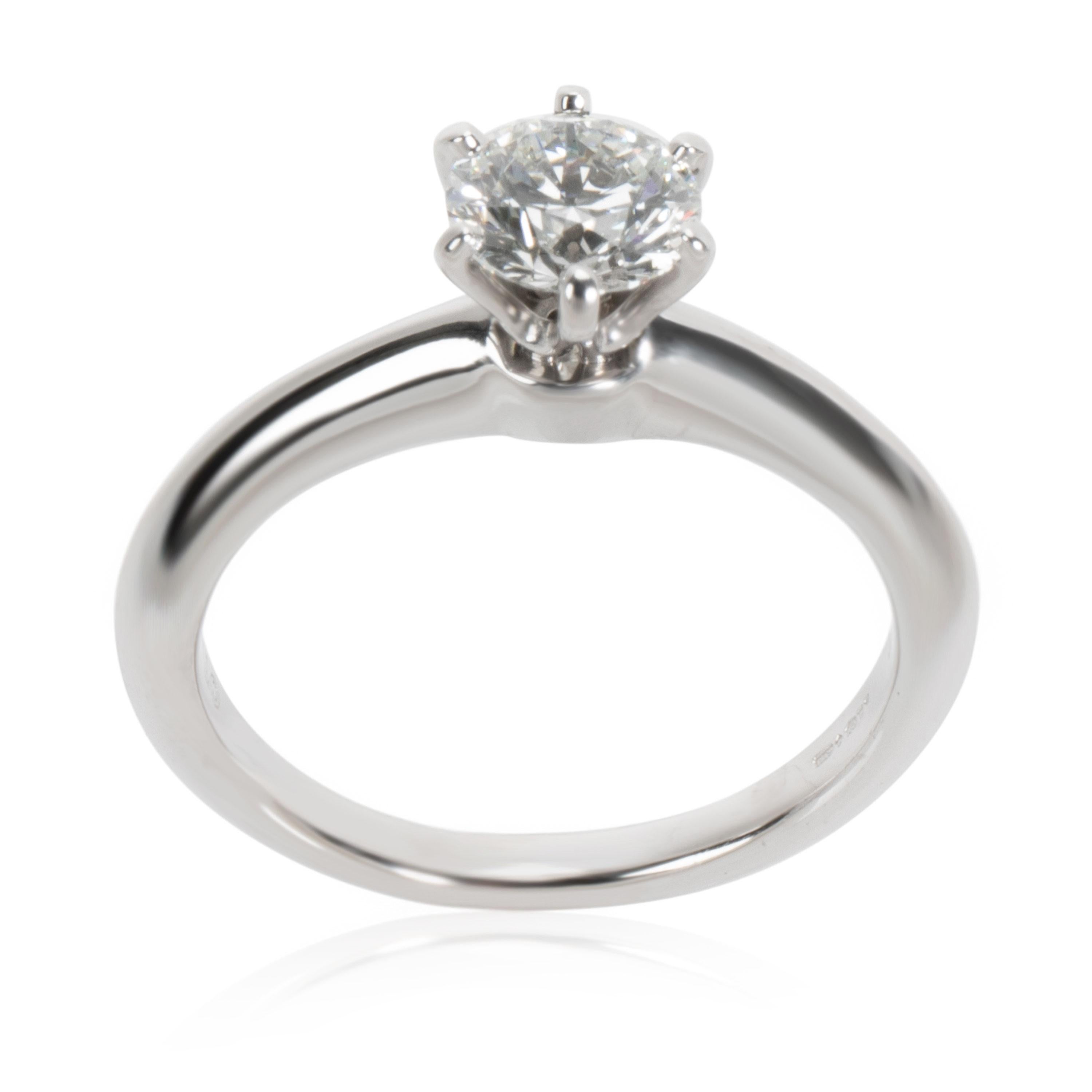 Round Cut Tiffany & Co. Diamond Engagement Ring in Platinum E/VVS2 0.71 Carat