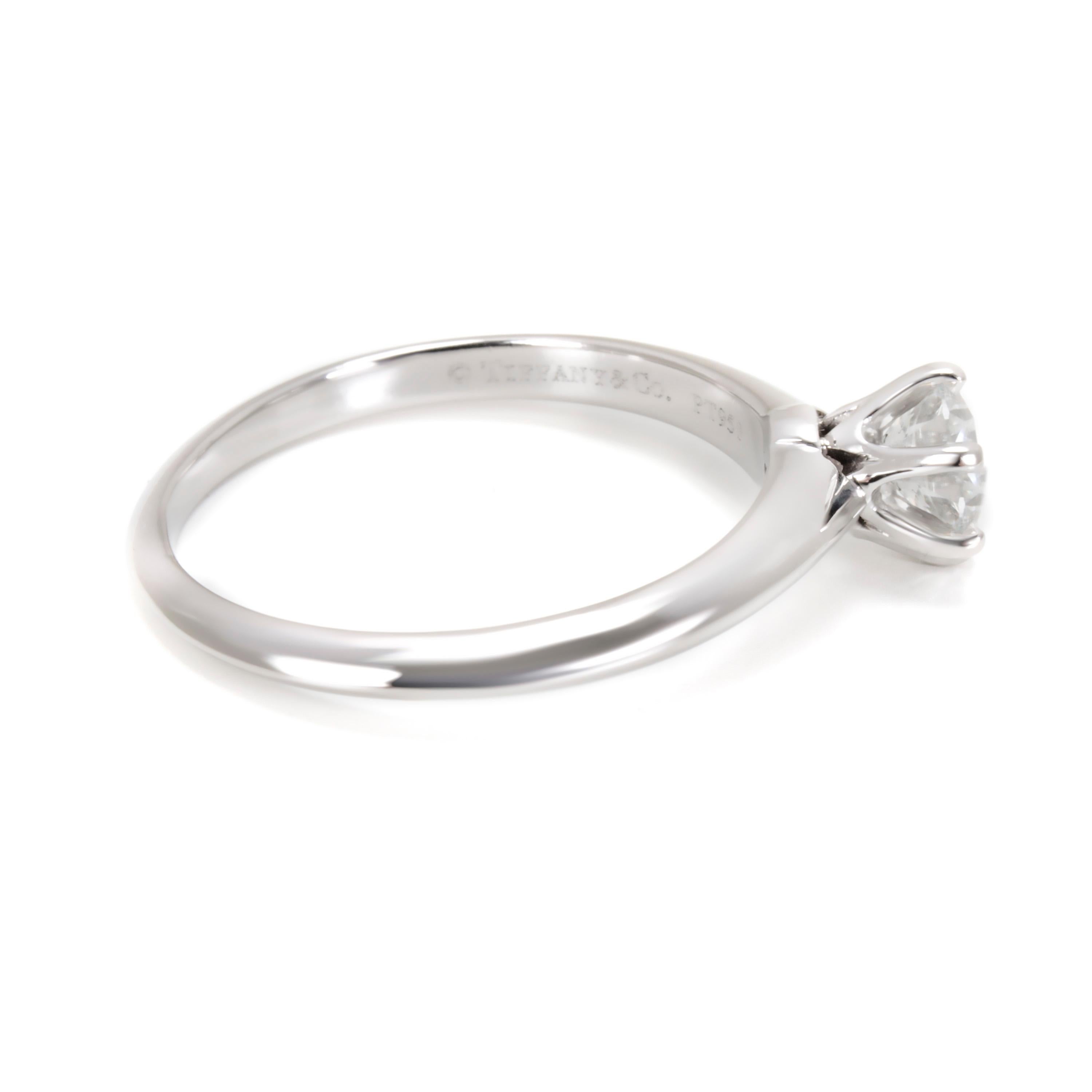 Round Cut Tiffany & Co. Diamond Engagement Ring in Platinum F VS1 0.62 Carat