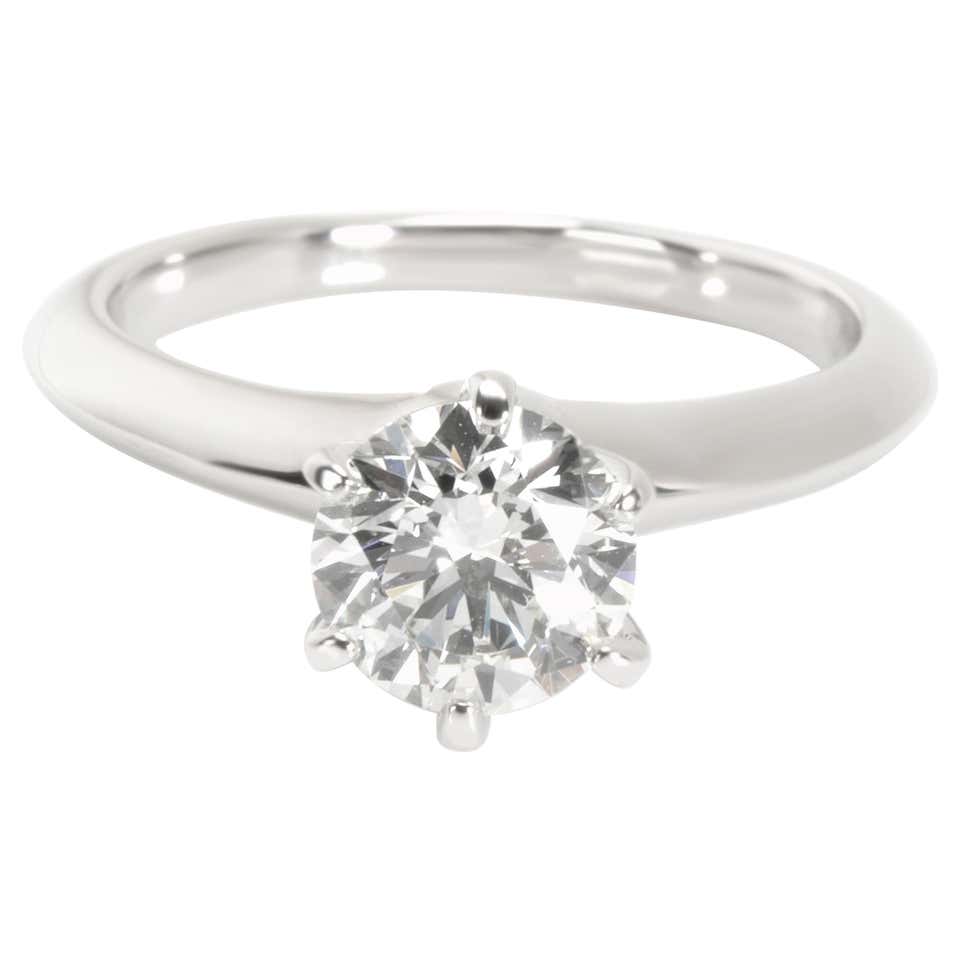 Tiffany and Co Platinum Engagement Ring Round Diamond 1 Tiffany and Co Platinum Engagement Ring Round Diamond 1