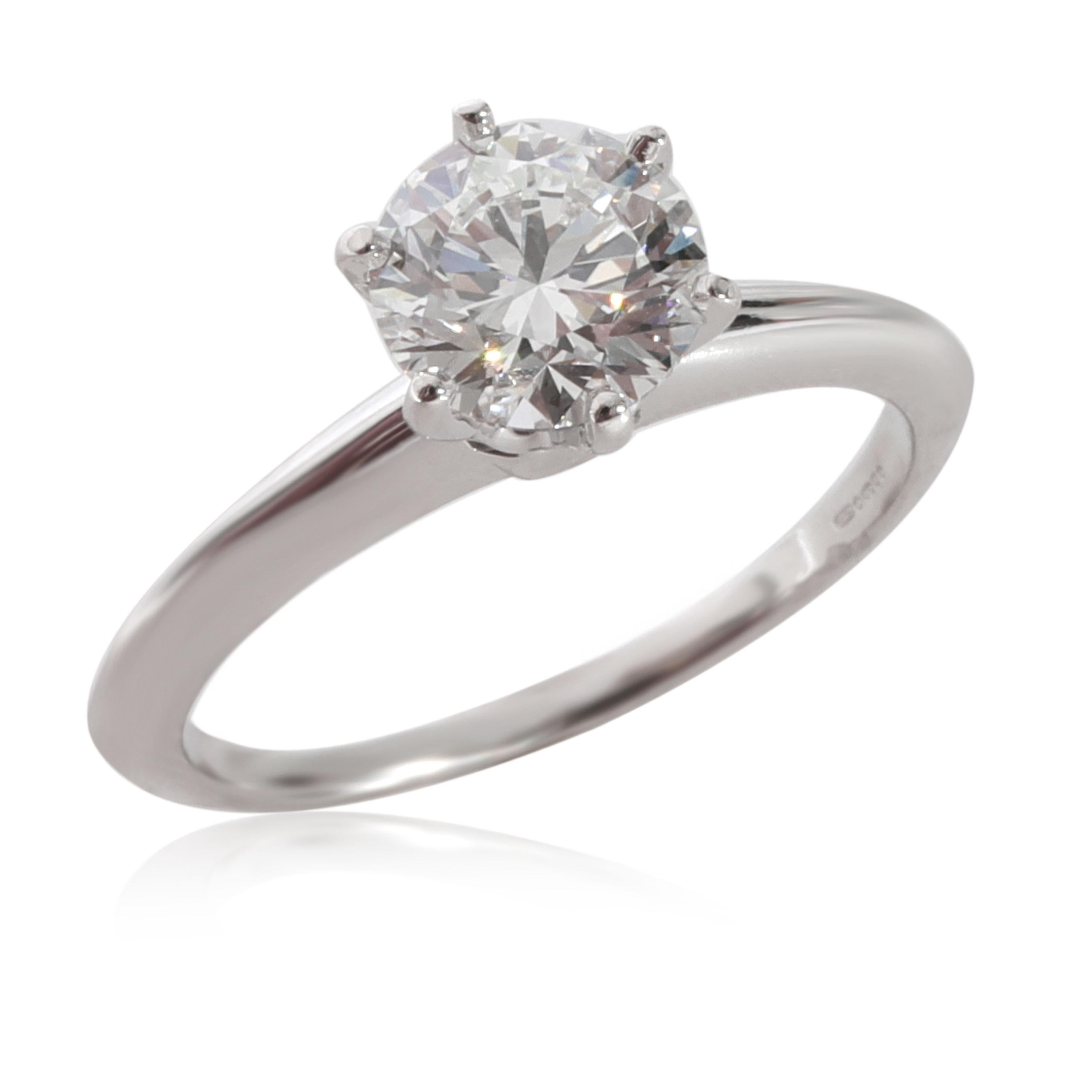 Round Cut Tiffany & Co. Diamond Engagement Ring in Platinum F VS1 1.26 CTW