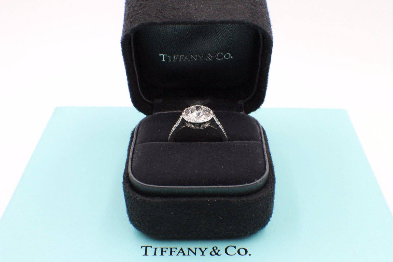 Tiffany & Co Diamond Engagement Ring Round Brilliant 2.27 TCW Bead Set Platinum For Sale 2