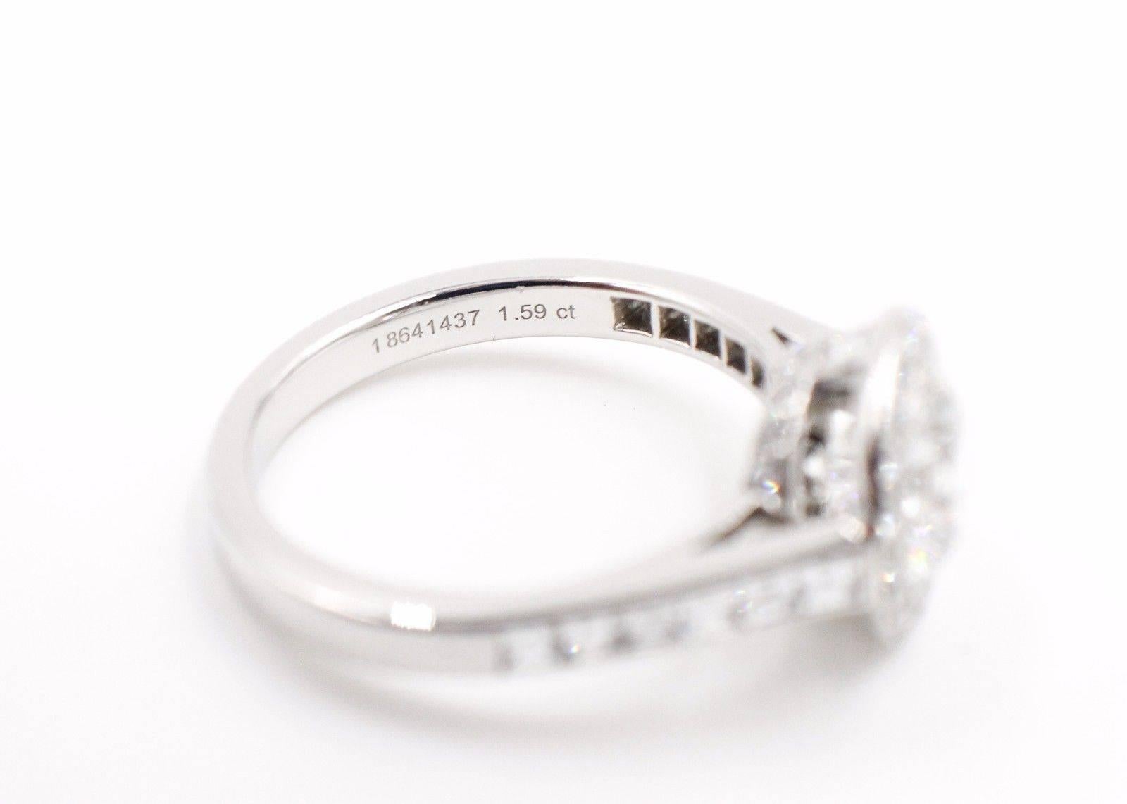 Art Deco Tiffany & Co Diamond Engagement Ring Round Brilliant 2.27 TCW Bead Set Platinum For Sale